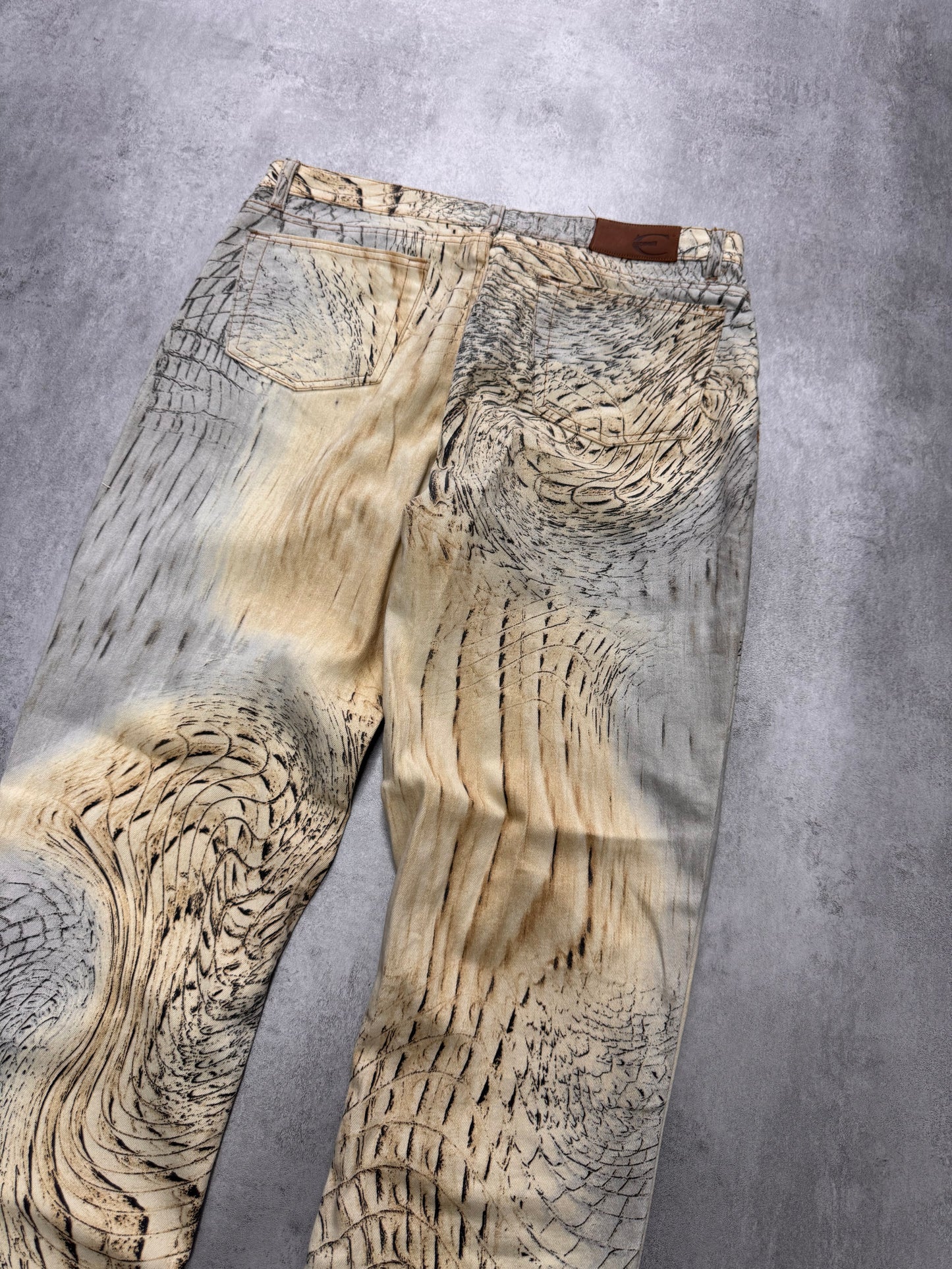 SS2002 Cavalli Crocodile Blue Sky & Sand Pants (S)