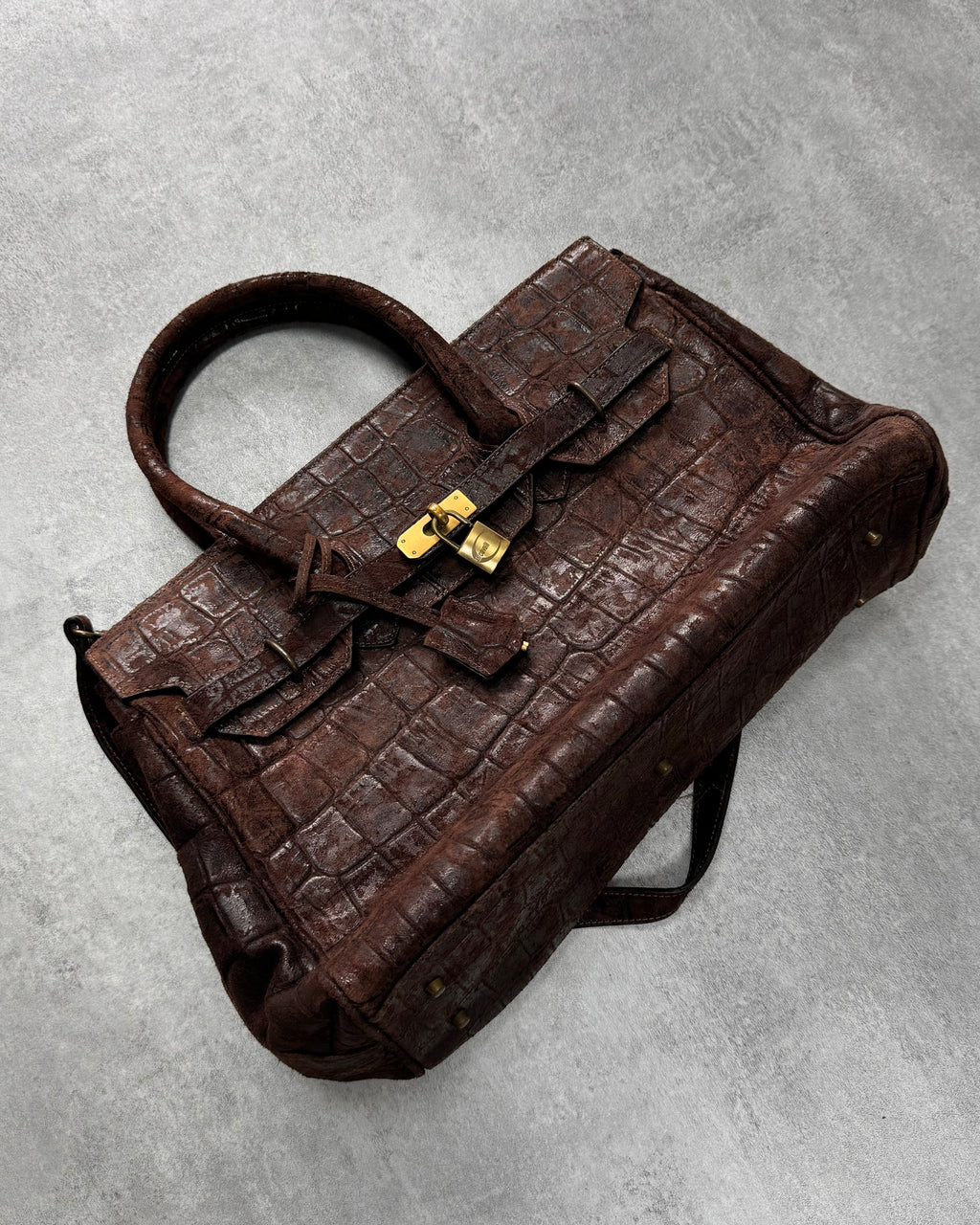 2000s Just Cavalli Embossed Crocodile Effect Hanbag