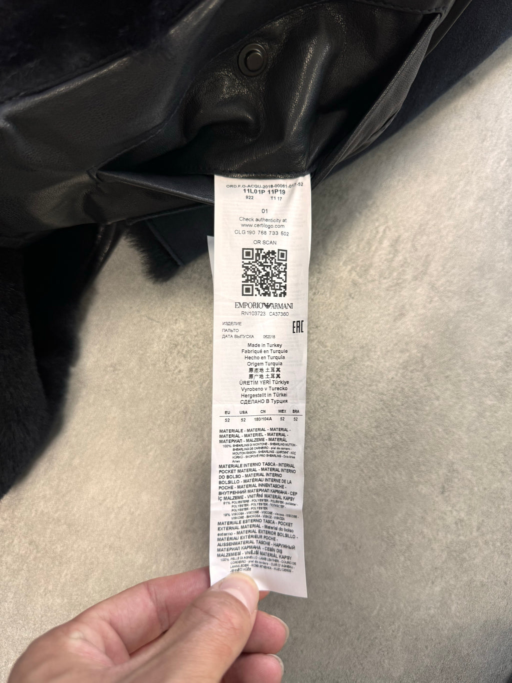 FW2018 Armani Premium Shearling Trench Coat
