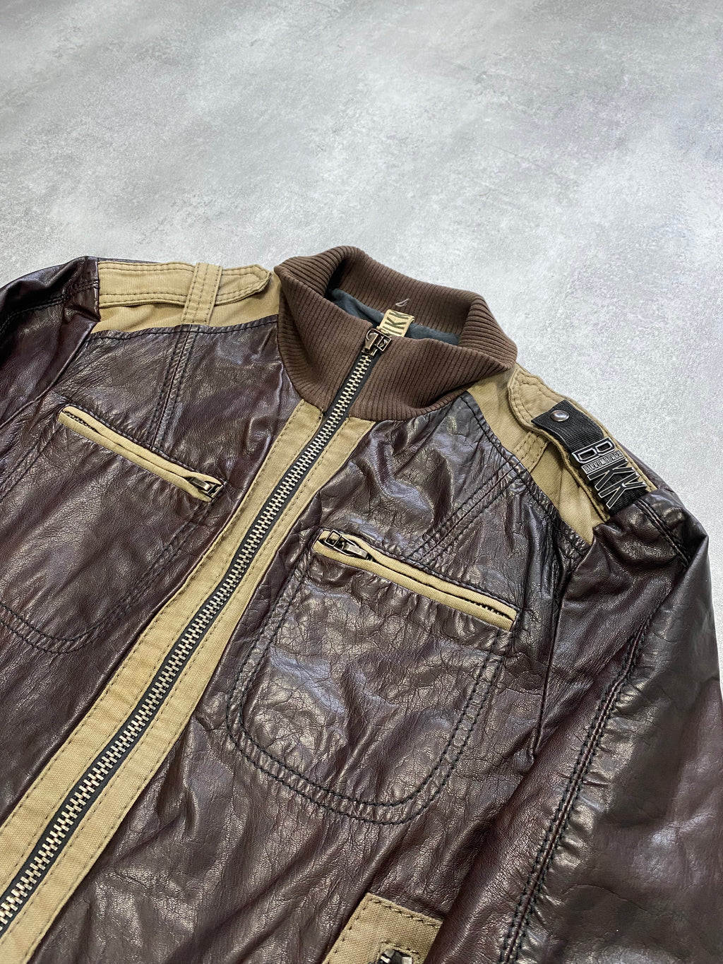 Dirk Bikkembergs Elite Parachute Brown Leather Jacket