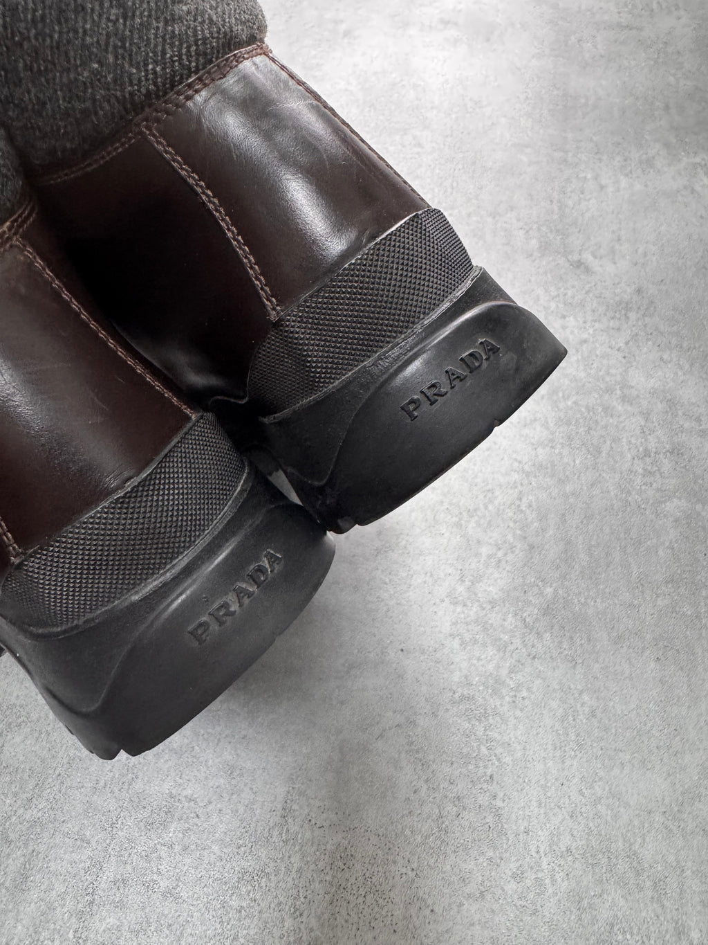 FW1999 Prada Brown Leather Hiking Boots