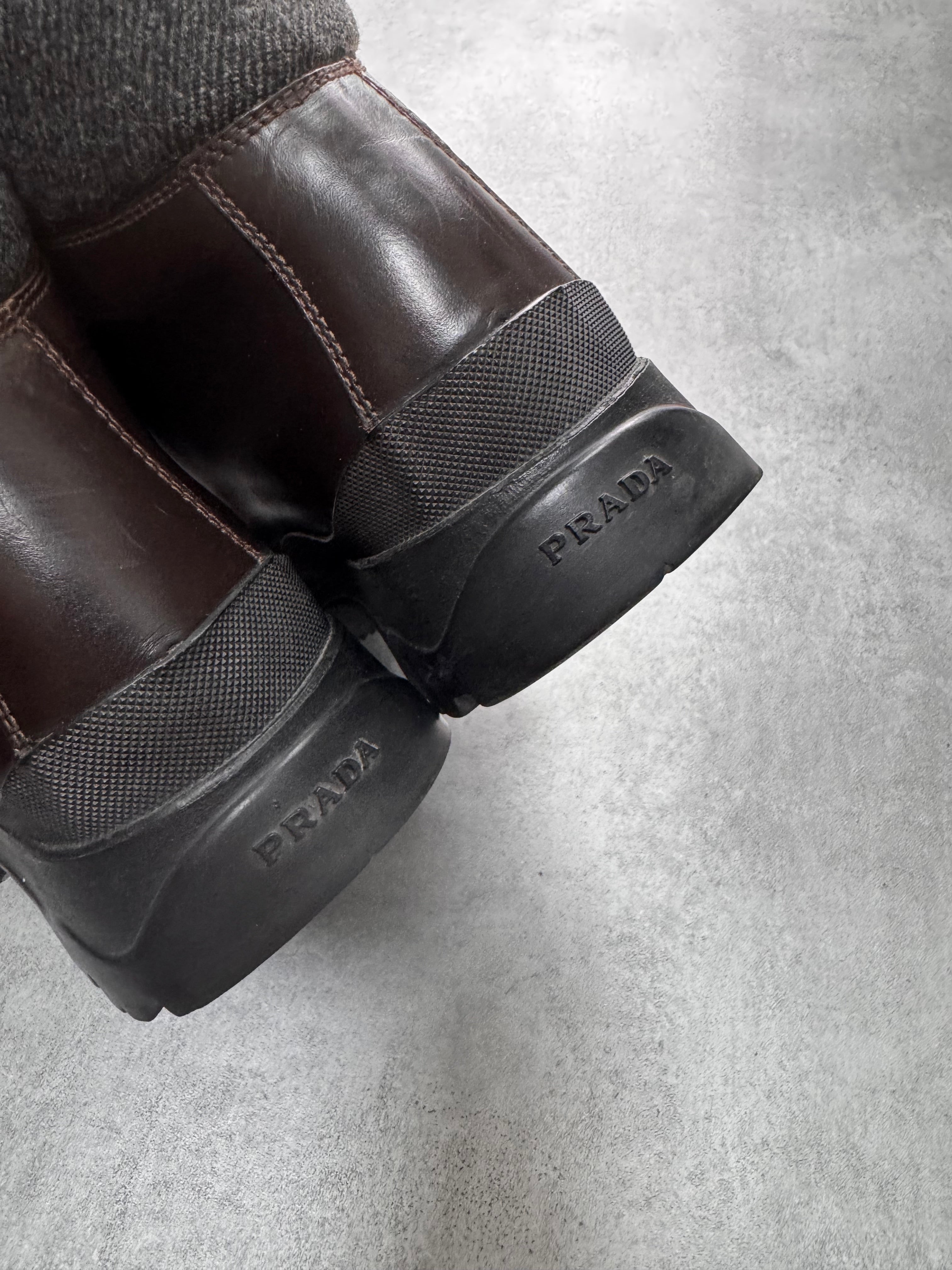 FW1999 Prada Brown Leather Hiking Boots