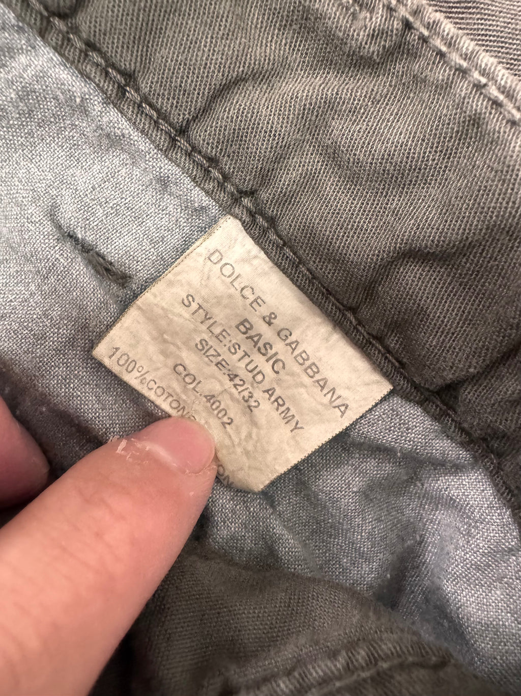 2000s Dolce & Gabbana Basic Studded Cargo Olive Pants