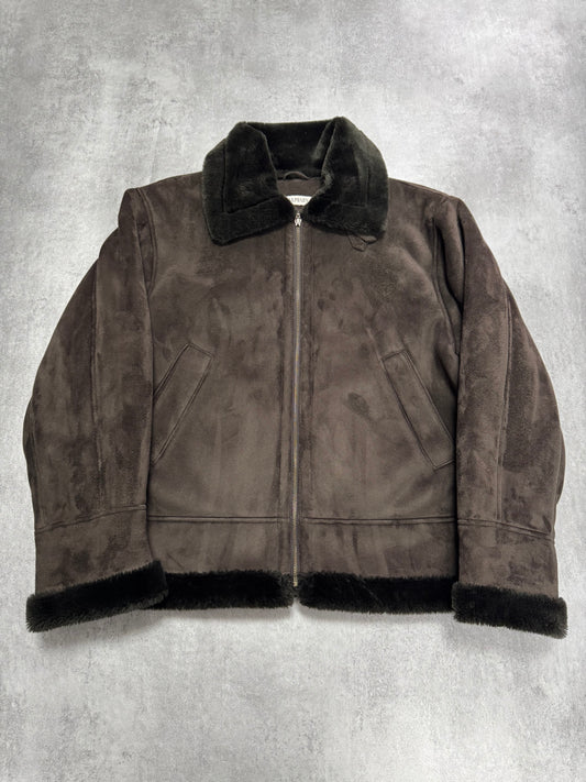 1990s Balmain Faux-Fur Shearling Brown Jacket (M)