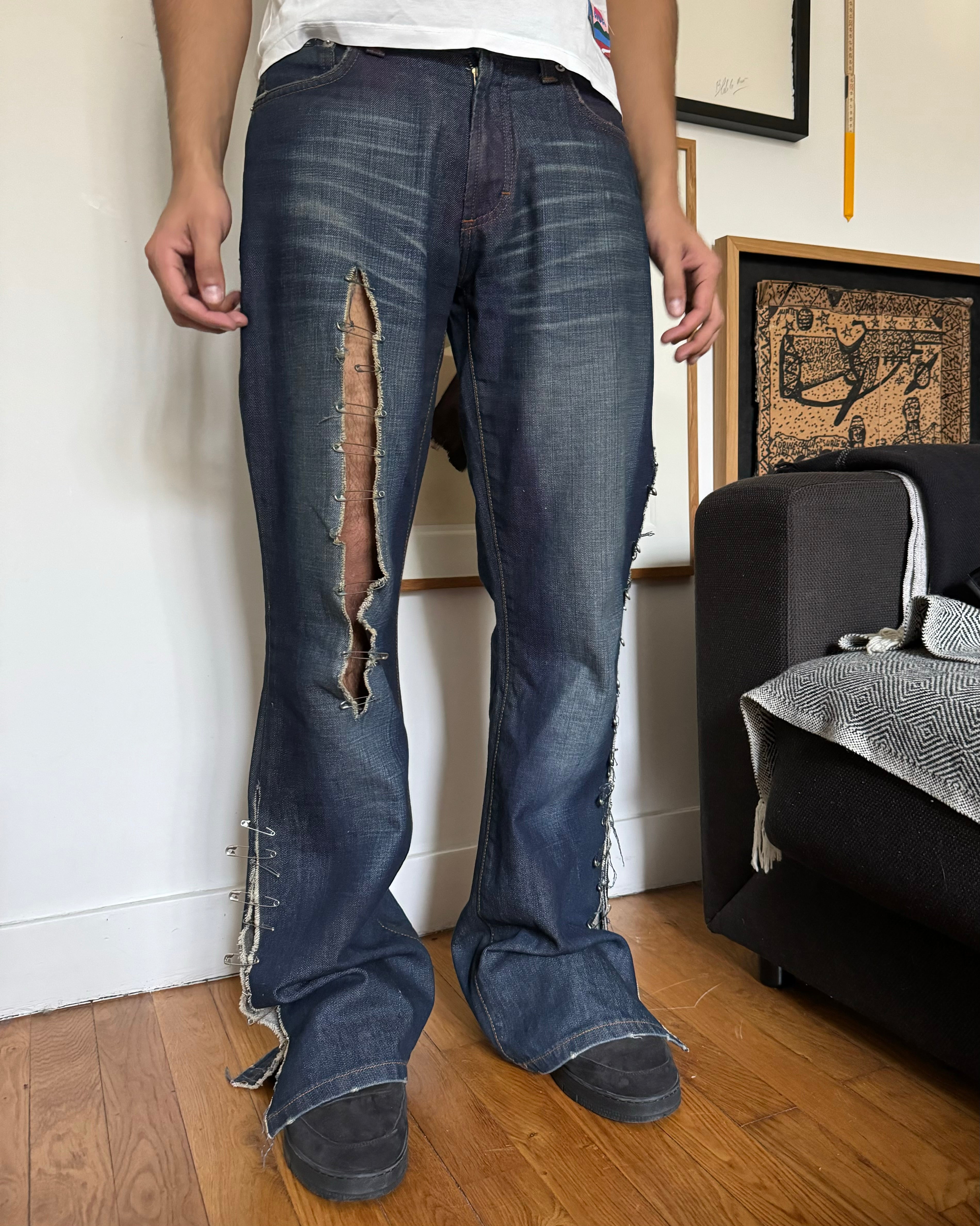 SS2001 Dolce & Gabbana Safety Spin Navy Cozy Denim Pants