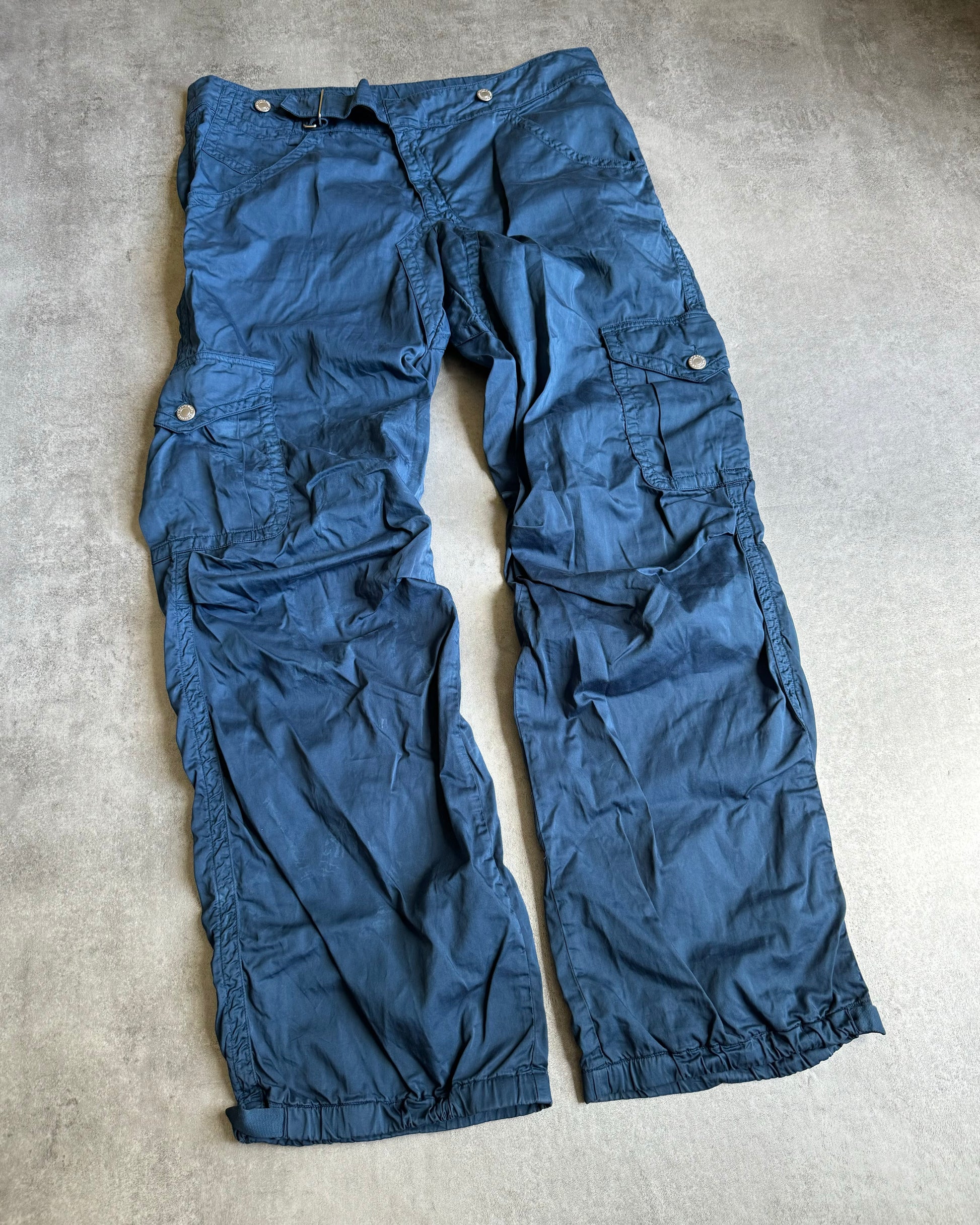 2000s Jean Paul Gaultier Blue Royal Cargo Soft Pants (L) - 11