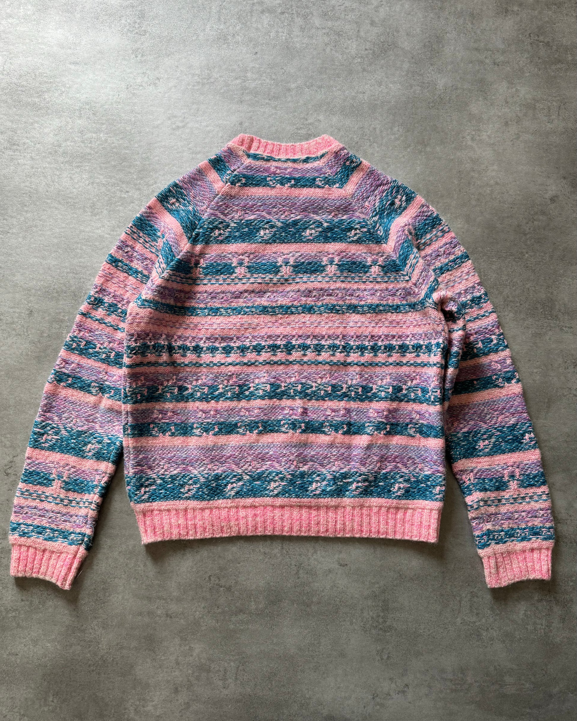 FW2019 Acne Studios Striped Intarsia Knit Pink Jacquard Sweater (L) - 2