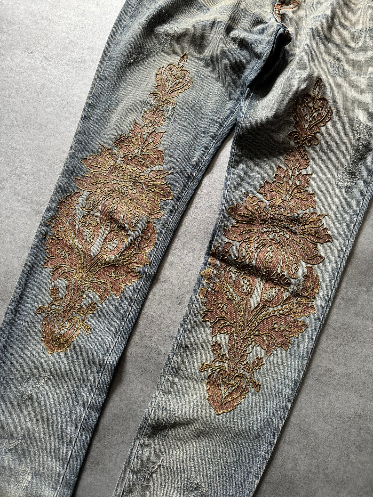 AW2005 Cavalli Arabic Embroideries Faded Jeans (M) - 10