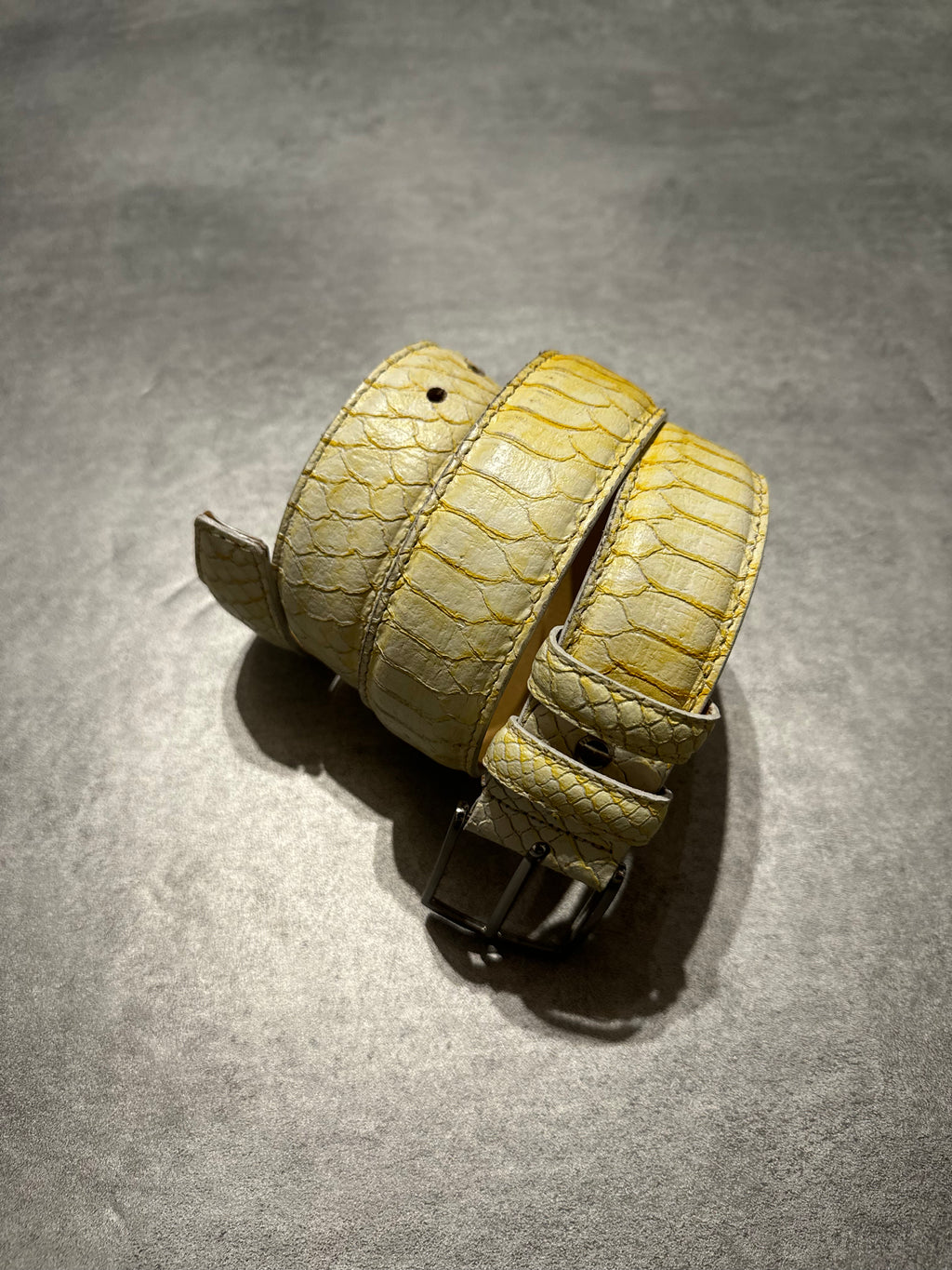 Artisanal White Creamy Genuine Python Leather Belt (OS) - 7