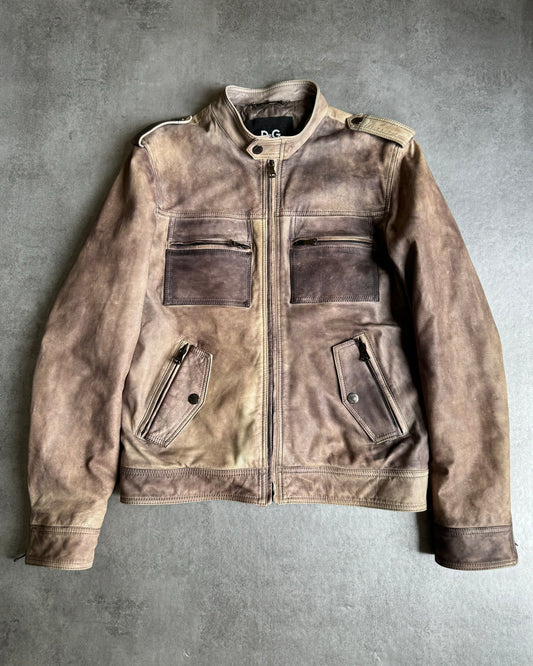 AW1996 Dolce & Gabbana Eroded Stone Leather Jacket  (L) - 1