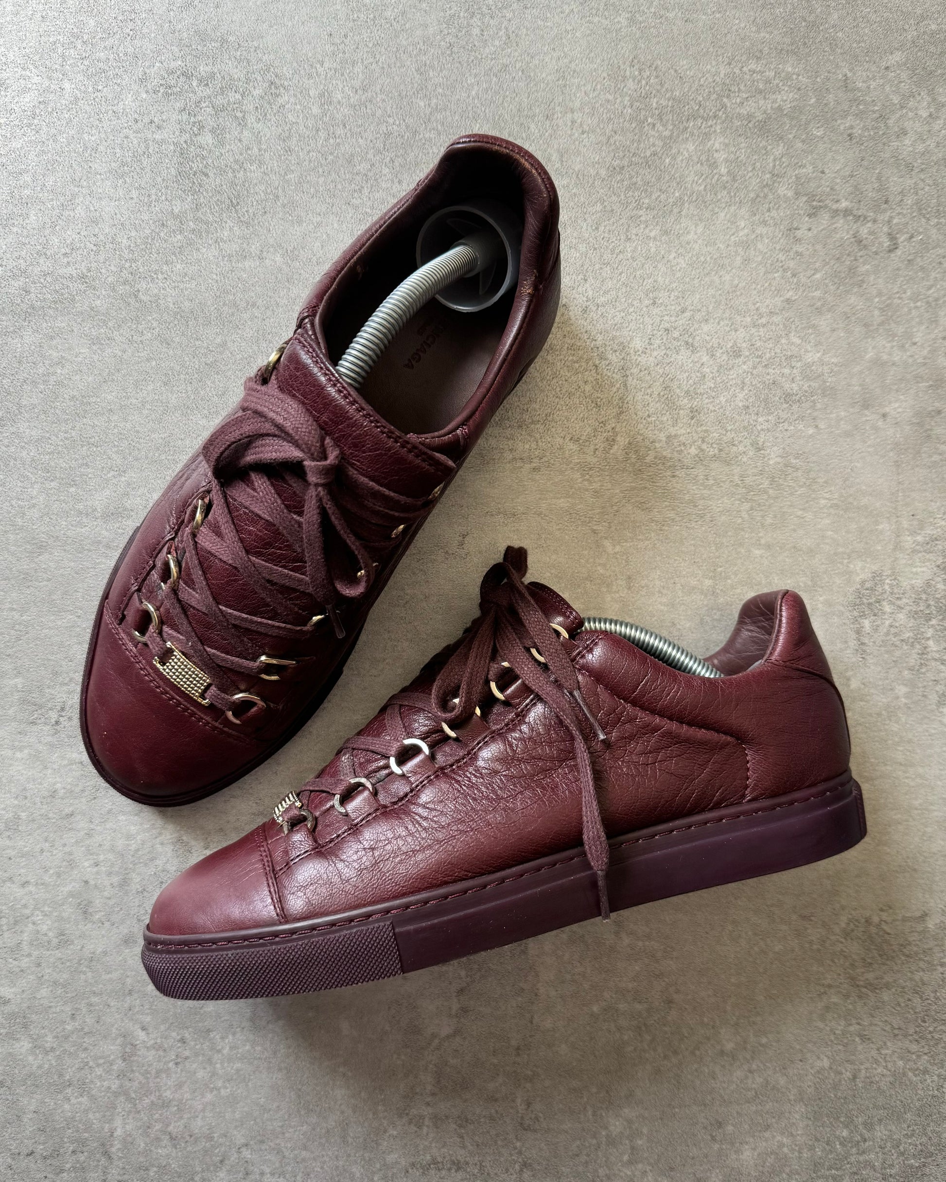 Balenciaga Arena Low Bordeaux Leather Shoes  (39) - 2