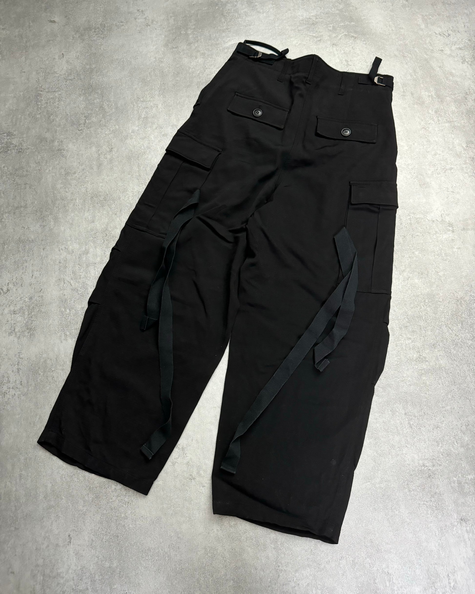 SS2019 Givenchy Sample Black Loose Bondage Cargo Tactical Pants (S) - 4