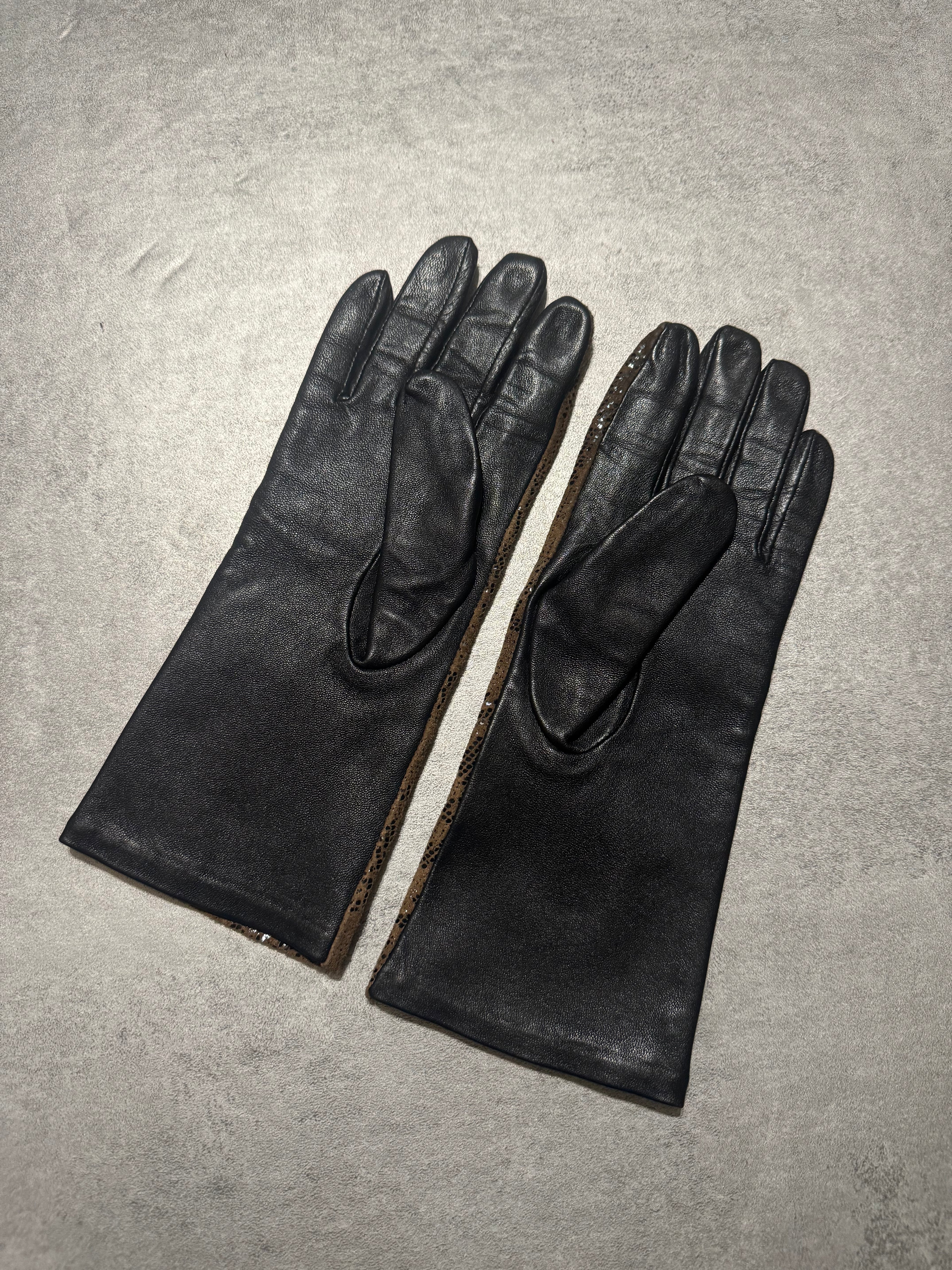 Brown Python Effect Black & Brown Gloves (OS) - 2