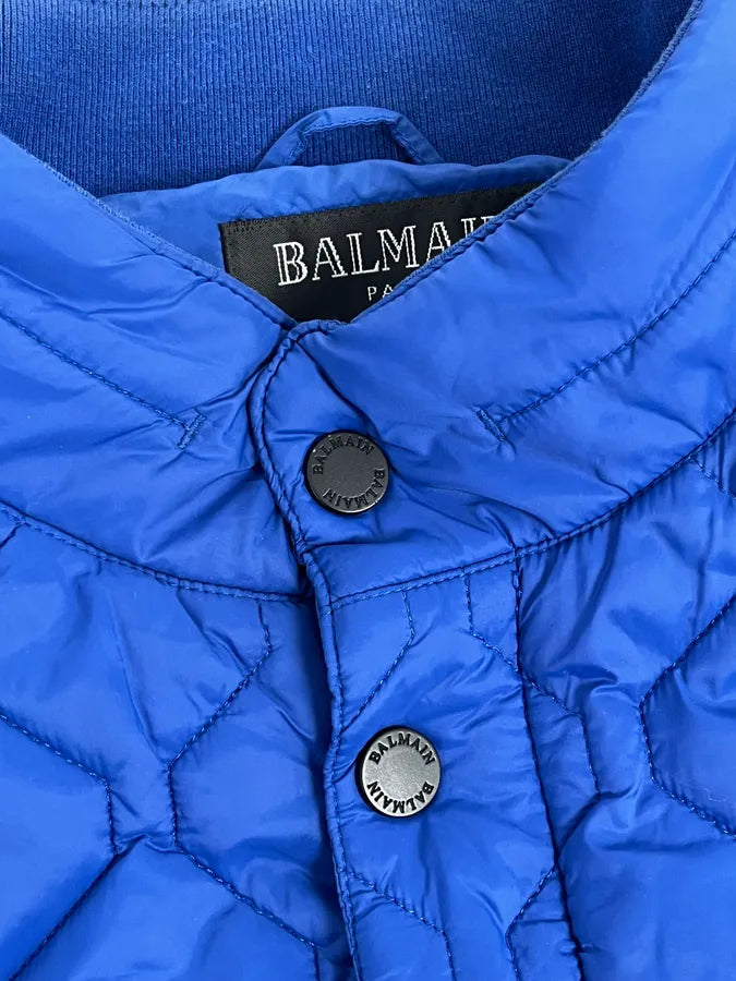 Balmain Blue Quilted Puffer Jacket with Detachable Sleeves TyYdDWZ 8