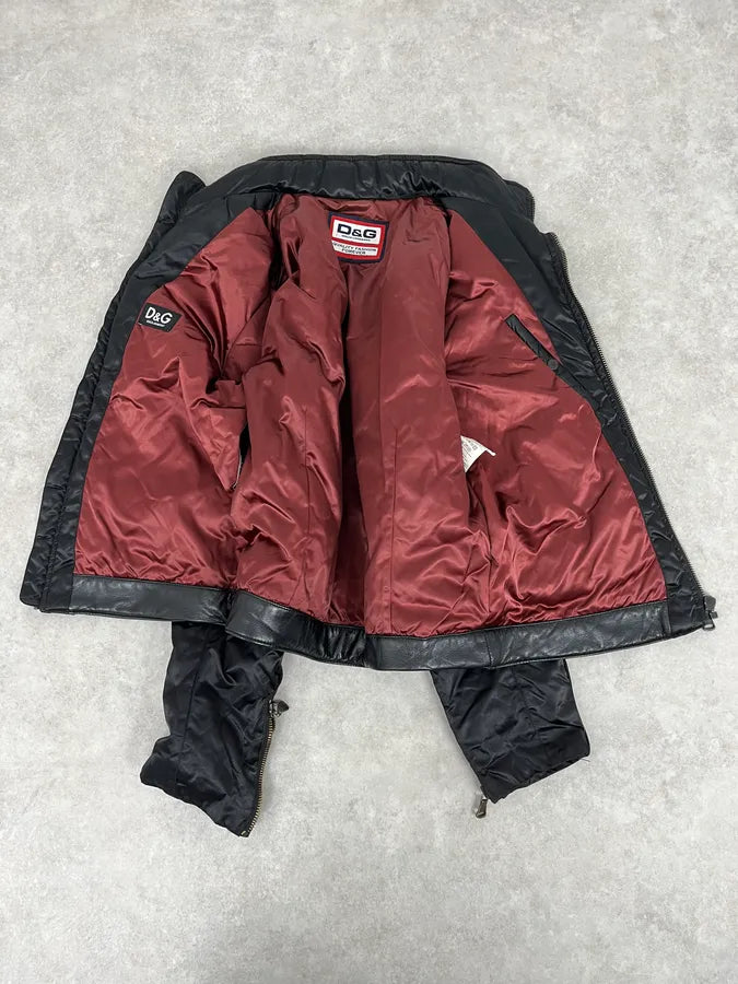 AW2007 Dolce & Gabbana Black Hybrid Nylon Leather Jacket MsADgmT 8