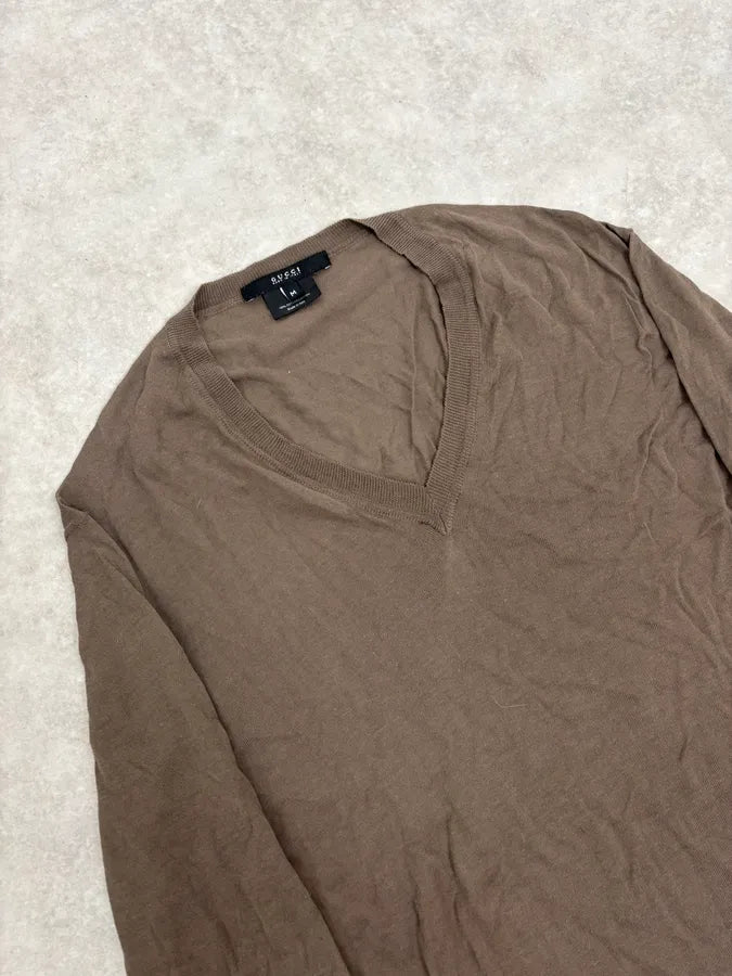 2000s Gucci Brown V Neck Sweater QwIKvNq 4