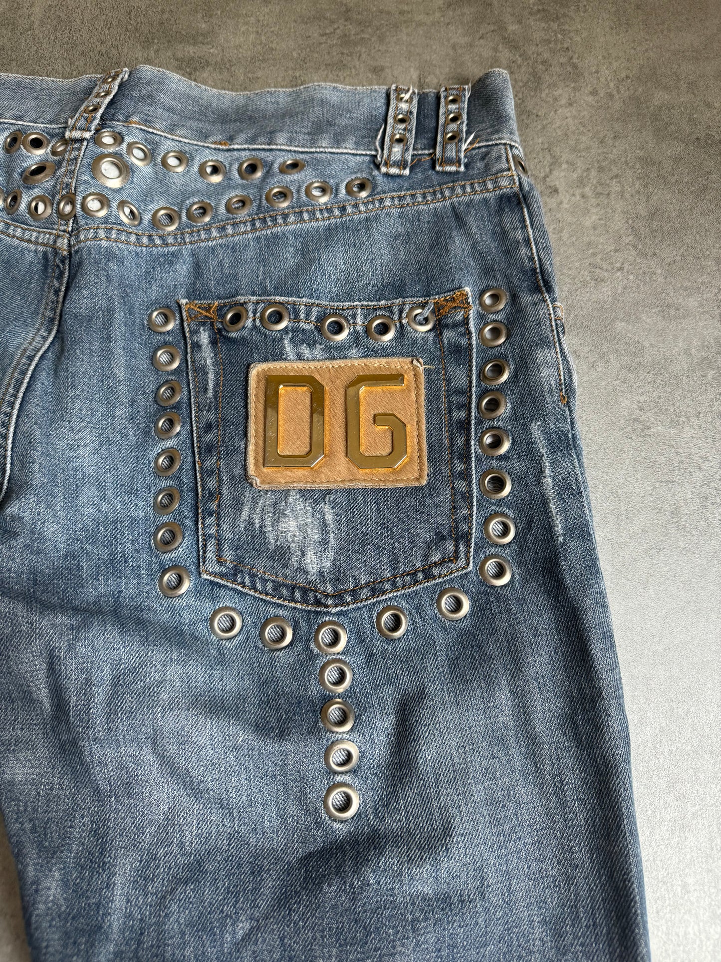 SS2006 Dolce & Gabbana Eyeled Denim Savage Pants (L) - 5