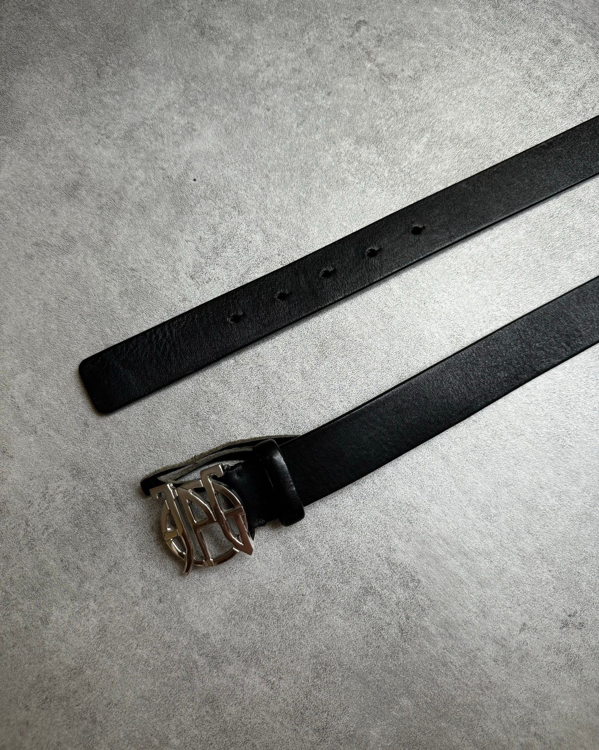 2000s Jean Paul Gaultier Black Buckle Propaganda Belt (OS) - 5