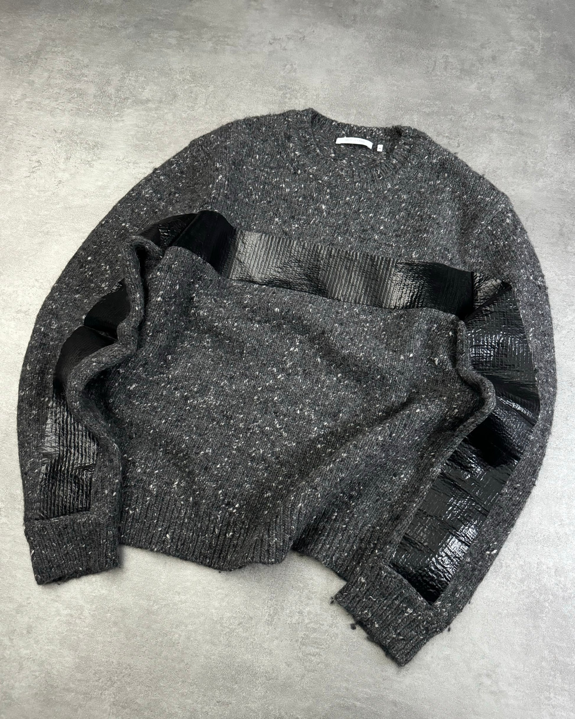 AW2018 Helmut Lang Grey Wool Knit Band Sweater (L/XL) - 3