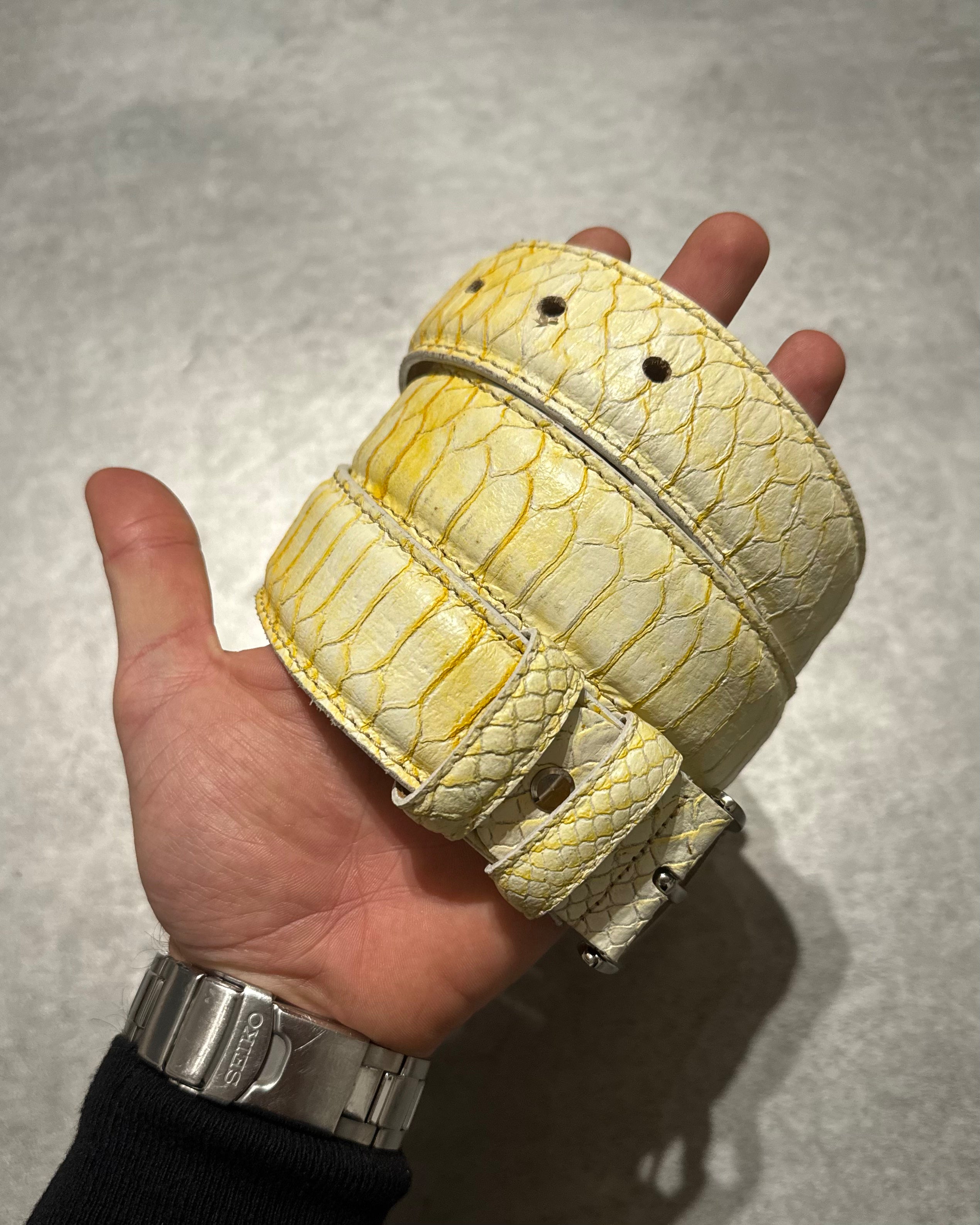 Artisanal White Creamy Genuine Python Leather Belt (OS) - 2