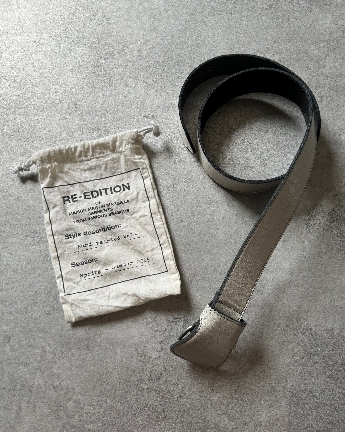 AW2012 Maison Margiela H&M Hand Painted White Cracked Belt (OS) - 1
