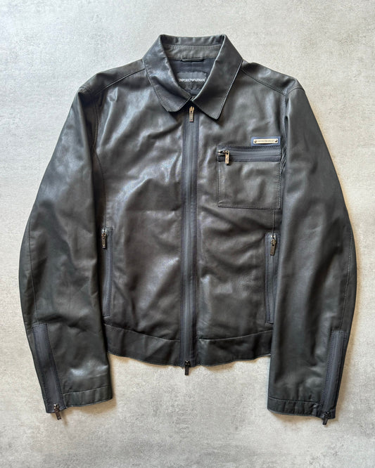 SS2009 Emporio Armani Black Pure Leather Jacket (L) - 1