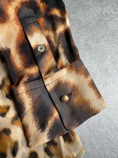 AW2000 Roberto Cavalli Silk Leopard Fire Magma Shirt (S) - 4