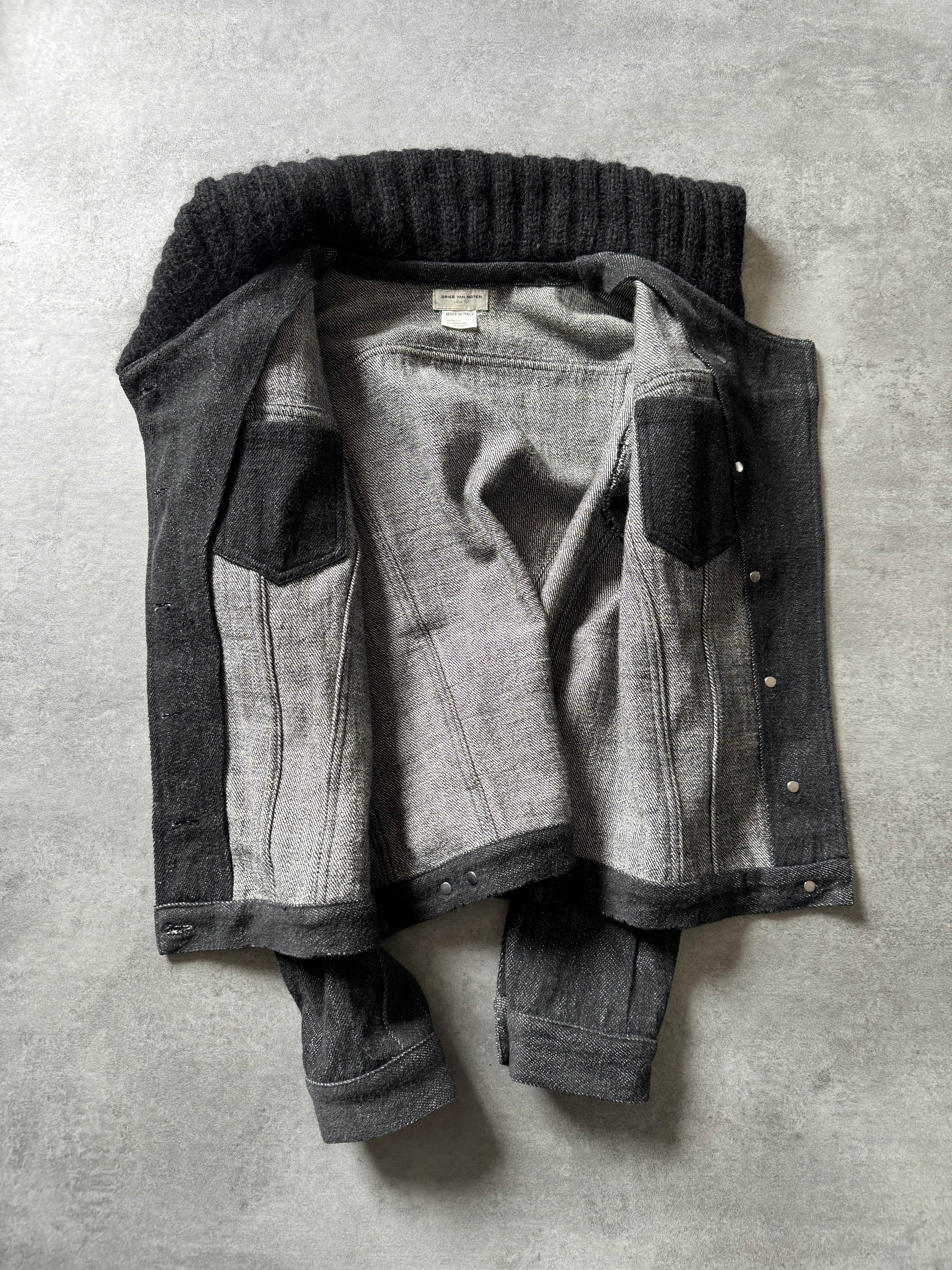 SS2018 Dries Van Noten New-York Sea Grey Asymmetrical Denim Jacket (S) - 5