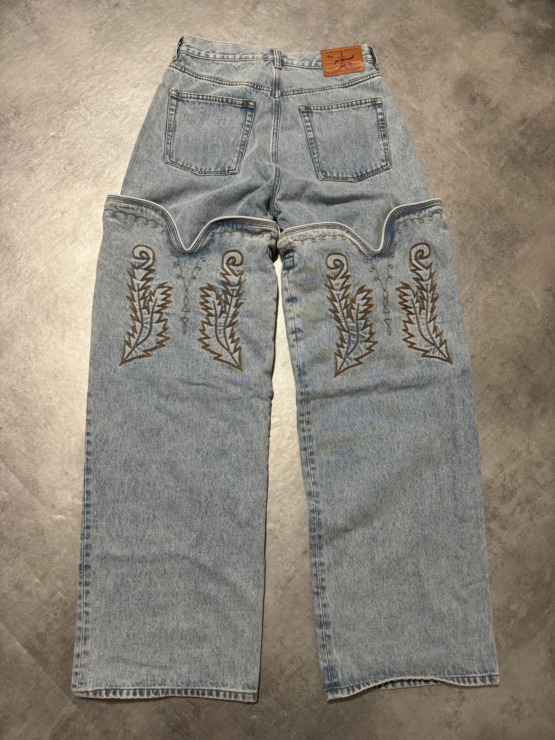 SS2024 Y/Project Maxi Cavalier Denim Blue Astro Pants (M) - 2