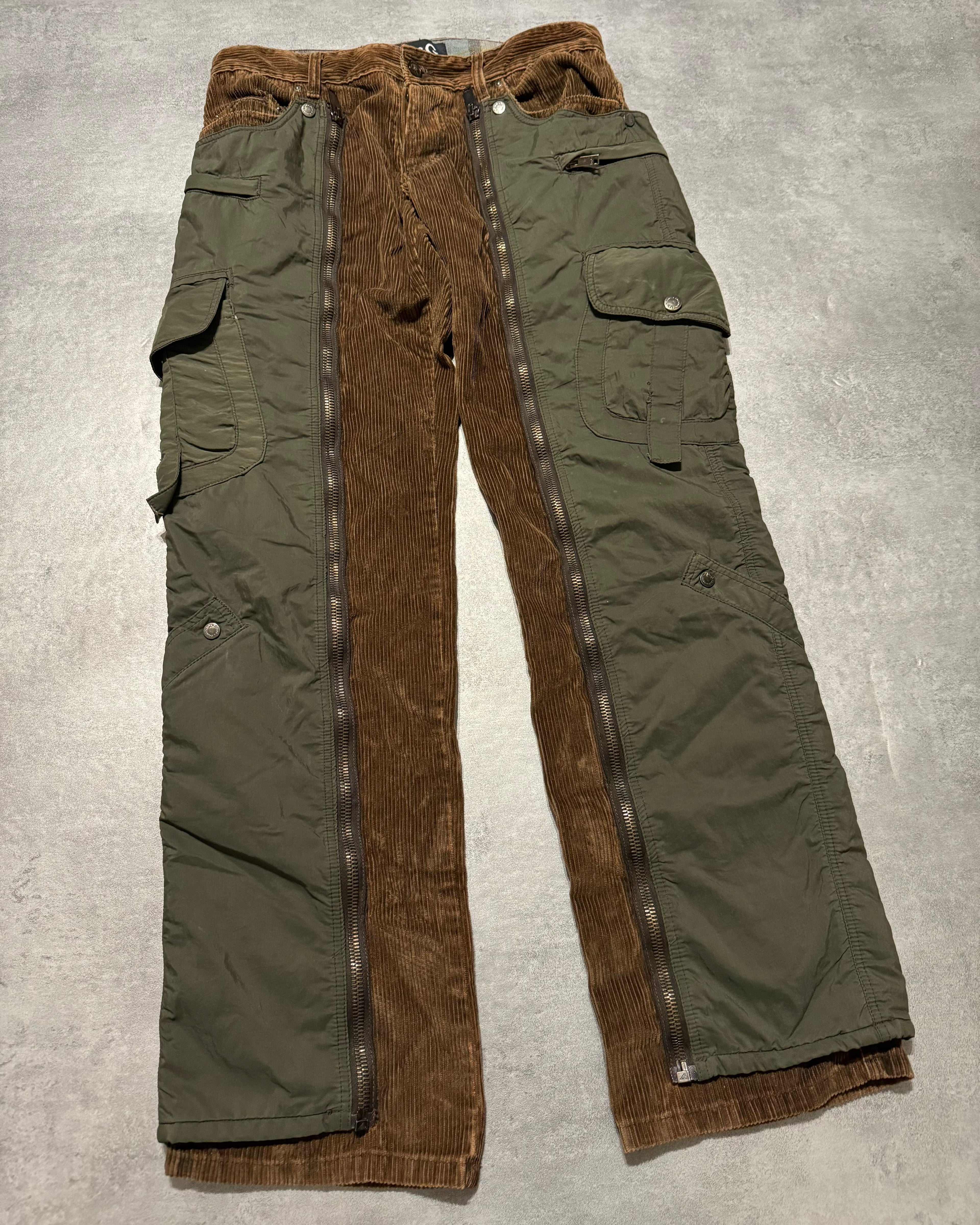 AW2004 Dolce & Gabbana Aviator Full Zip Detachable Cargo Velvet & Nylon Pants (M/L) - 11