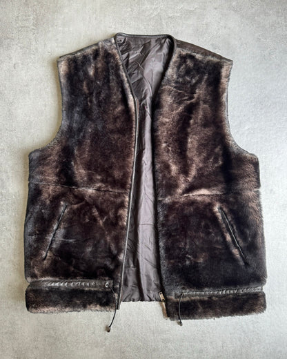 AW2000 Gianfranco Ferré Fur Leather Sleeveless Jacket (L) - 4