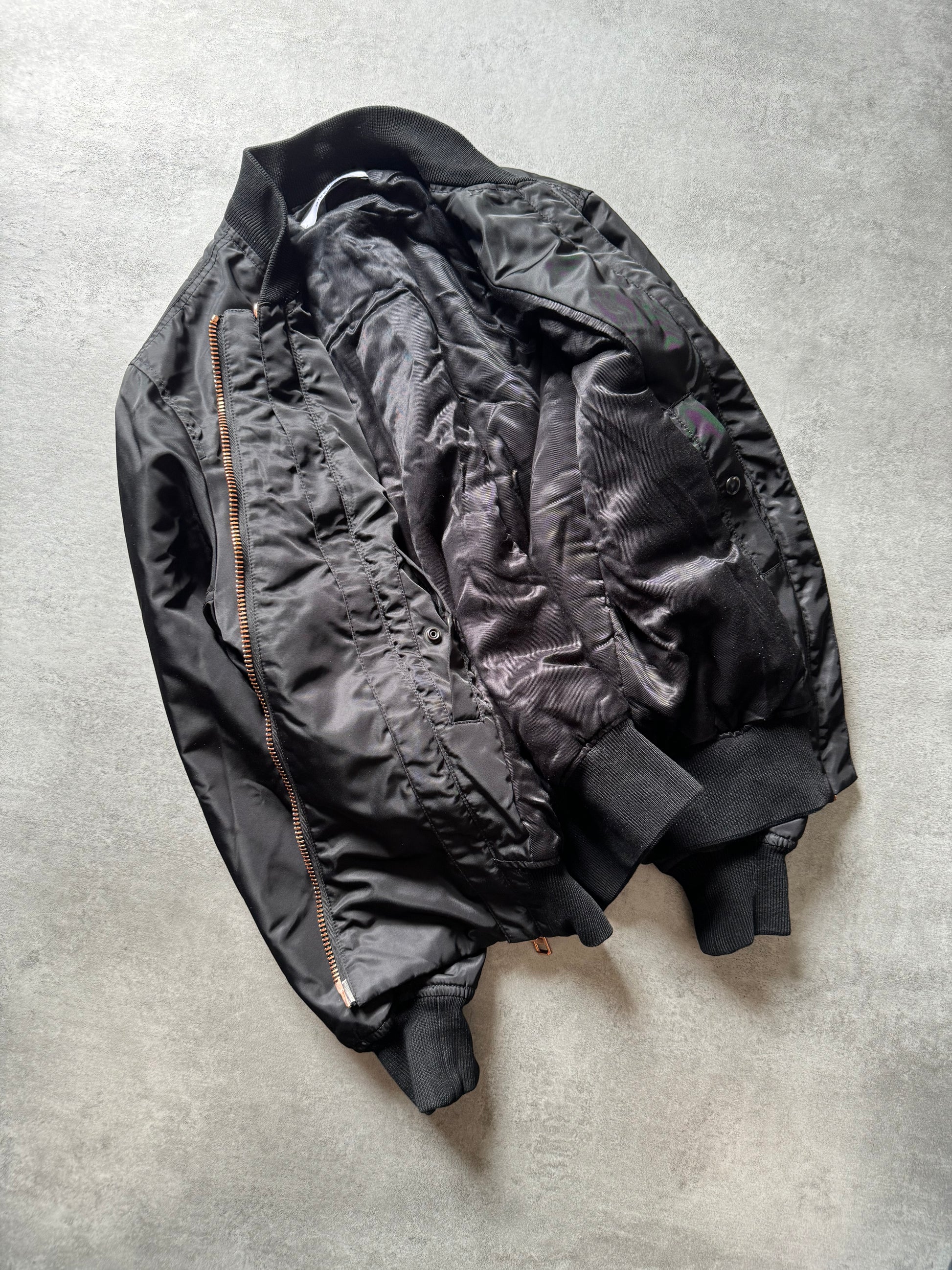 AW2016 Givenchy Podium Black Asymmetrical Zips Bomber Jacket (M) - 8