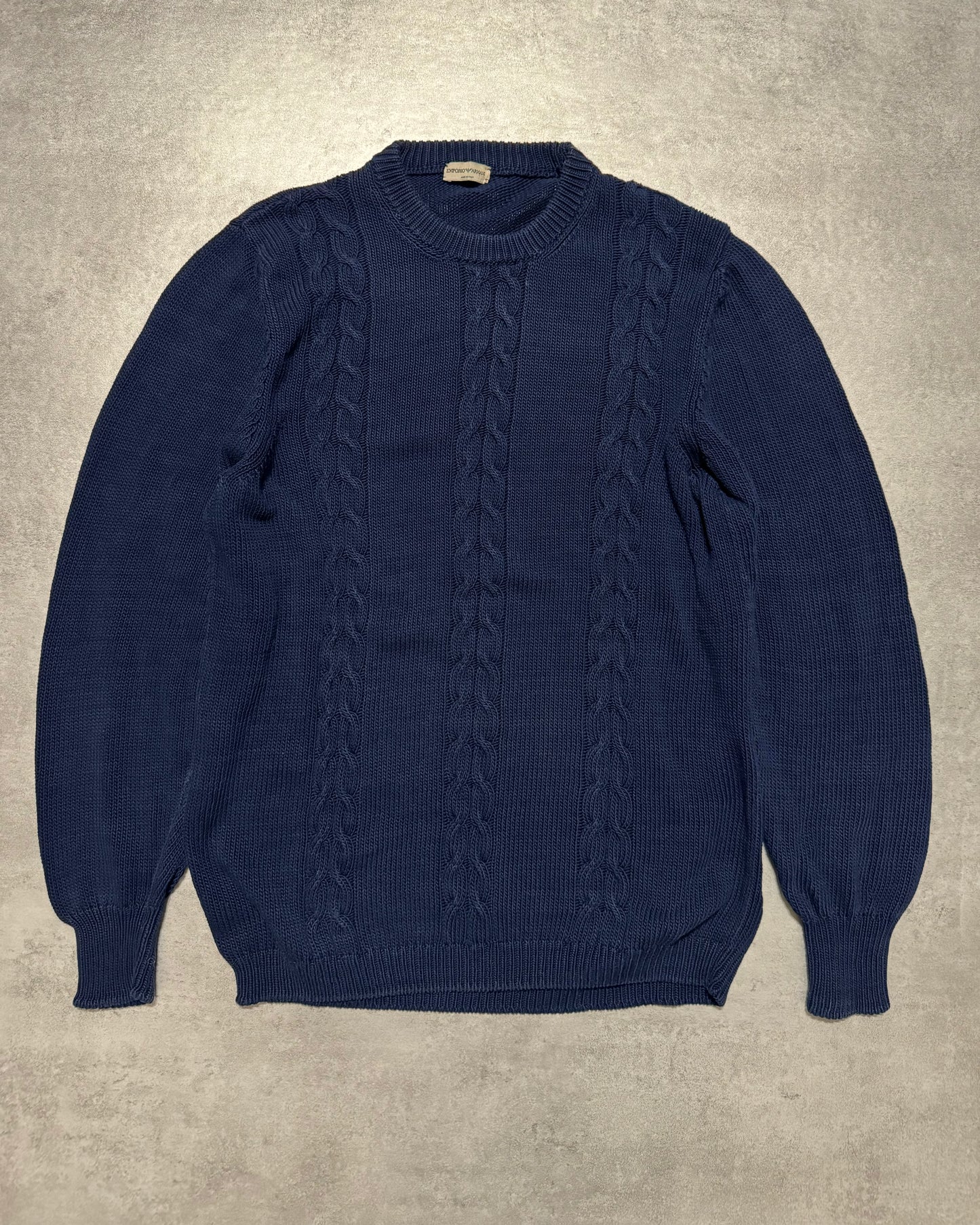 1980s Emporio Armani Navy Emblematic Wool Sweater (M/L) - 1