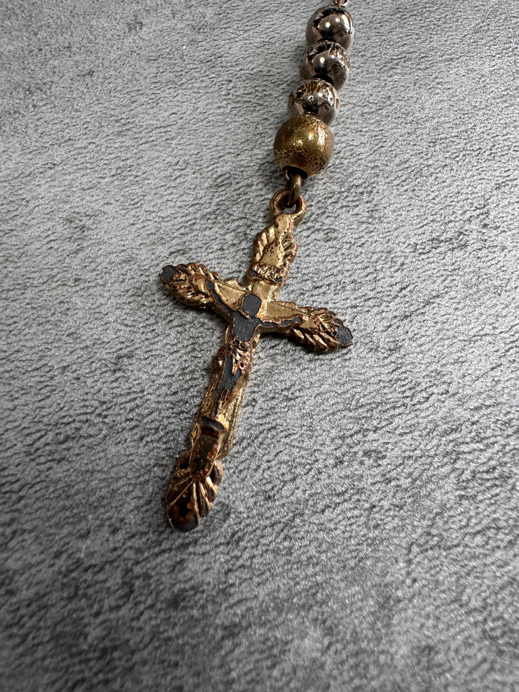 Dolce & Gabbana Rosary Sliver Golden Cross Necklace (OS)