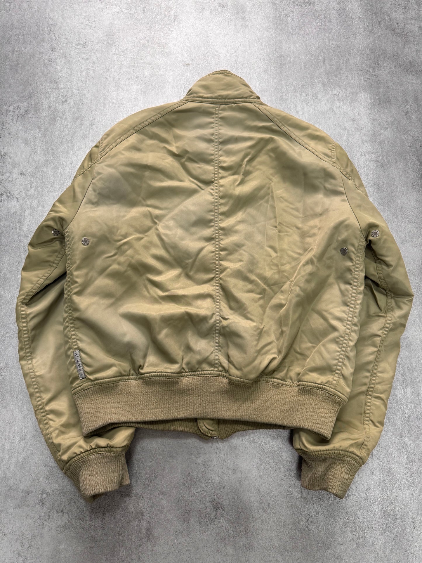 2000s Armani Beige Washed Utility Drift Bomber Jacket (S) - 5