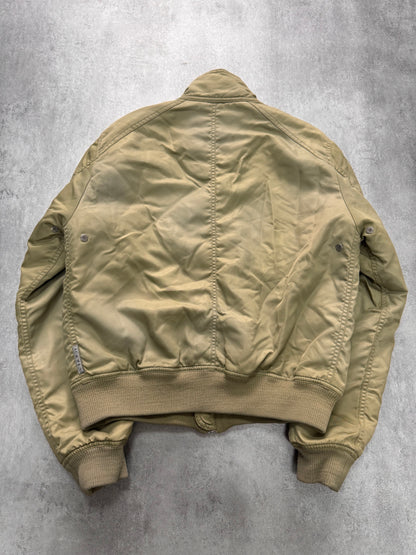 2000s Armani Beige Washed Utility Drift Bomber Jacket (S) - 5