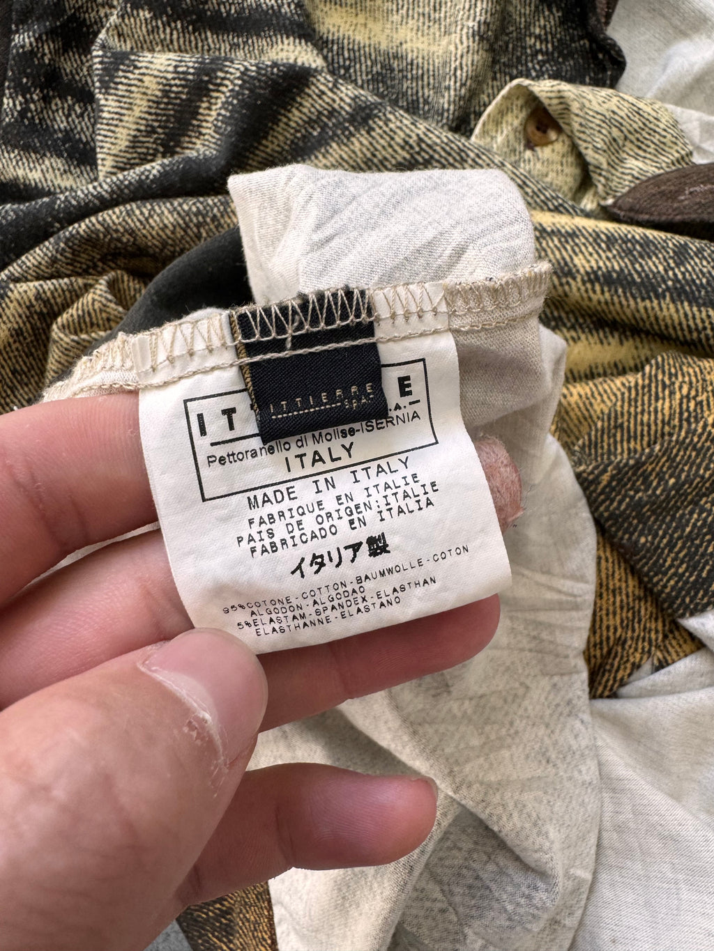 2000s Cavalli Eroded Yellow Abstract Shirt