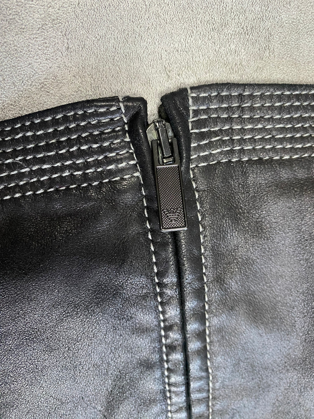 SS2007 Emporio Armani Topstitched Black Leather Jacket