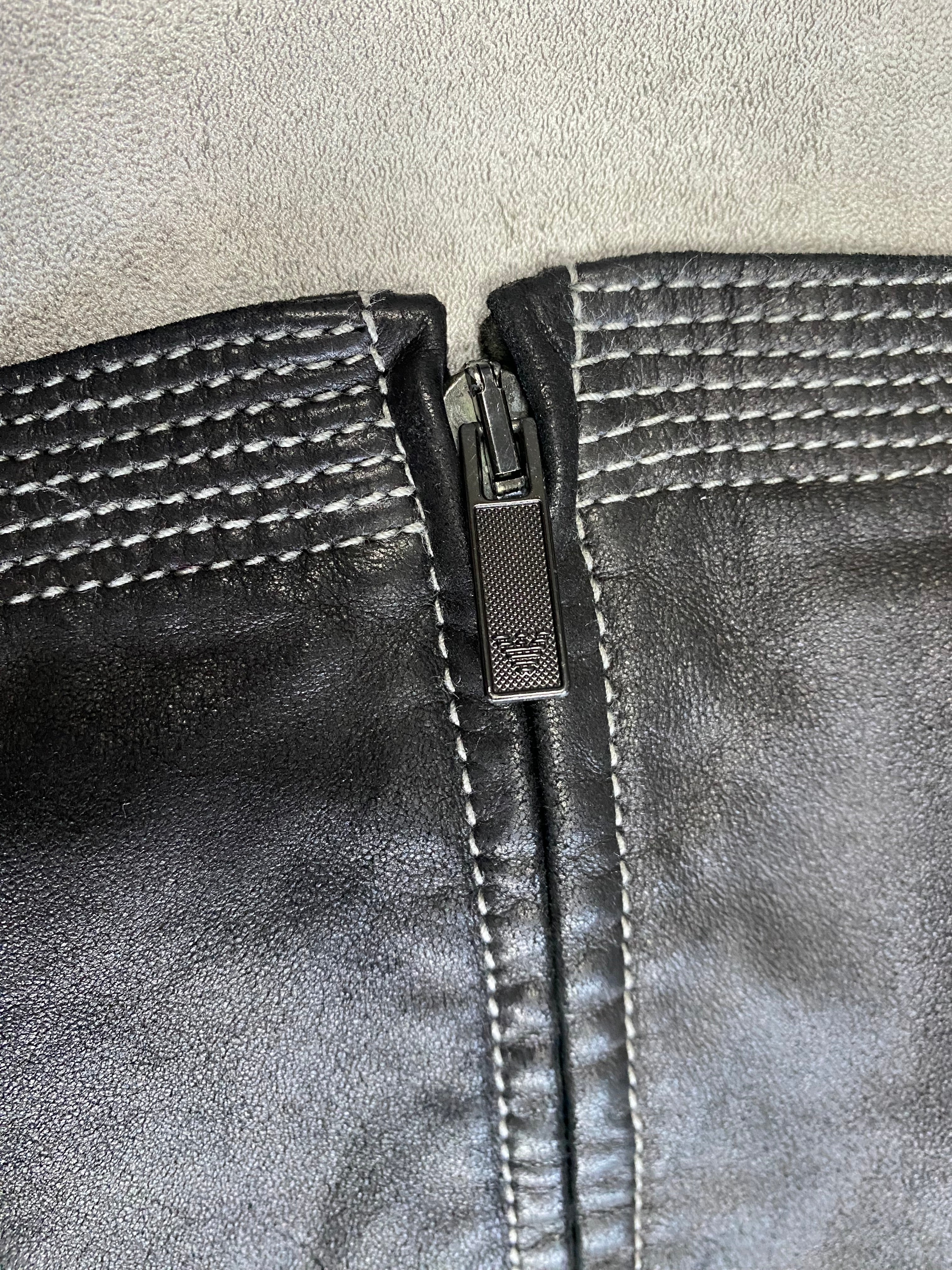 SS2007 Emporio Armani Topstitched Black Leather Jacket