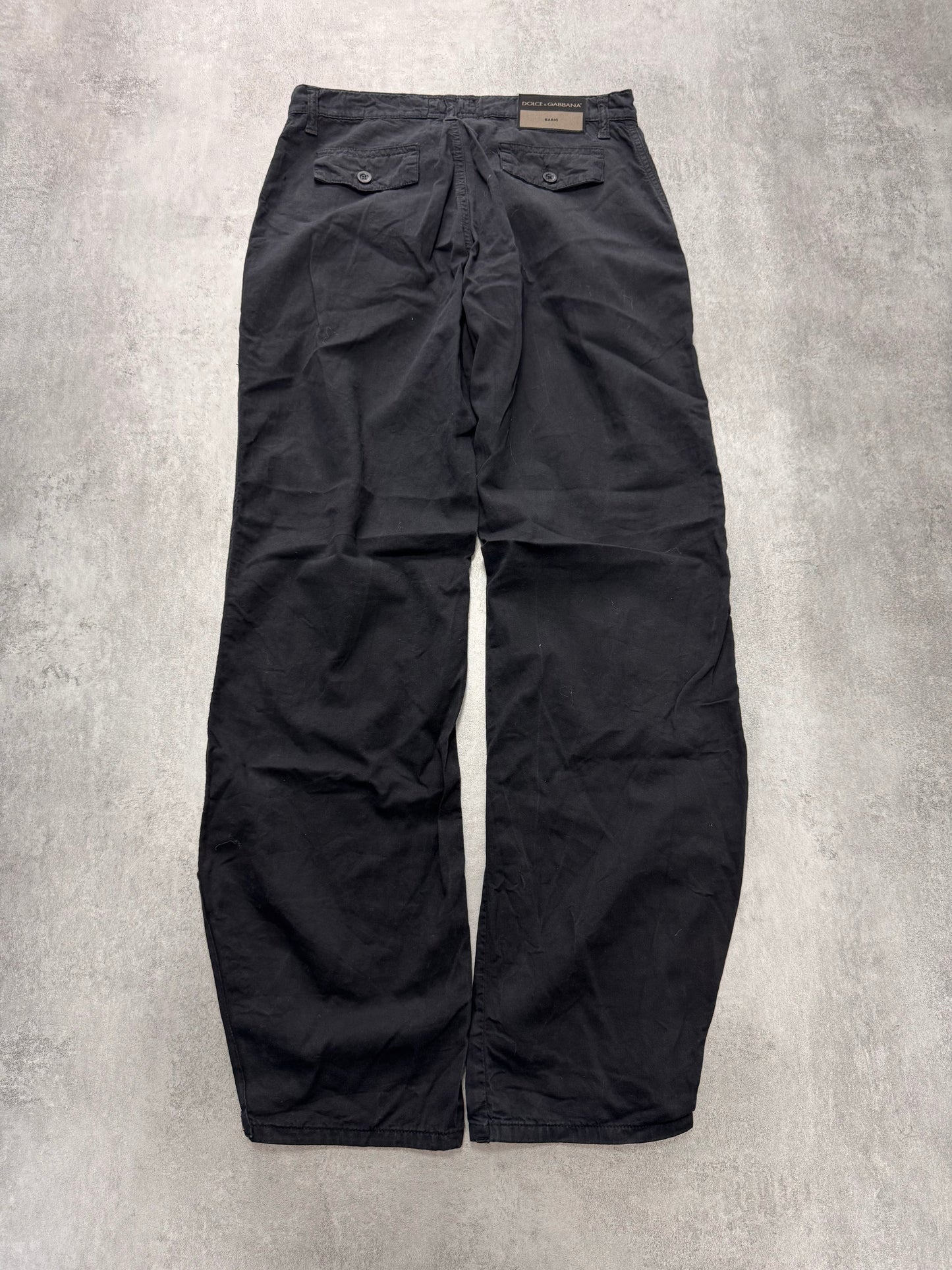 2000s Dolce & Gabbana Basic Studded Cargo Black Pants (S)