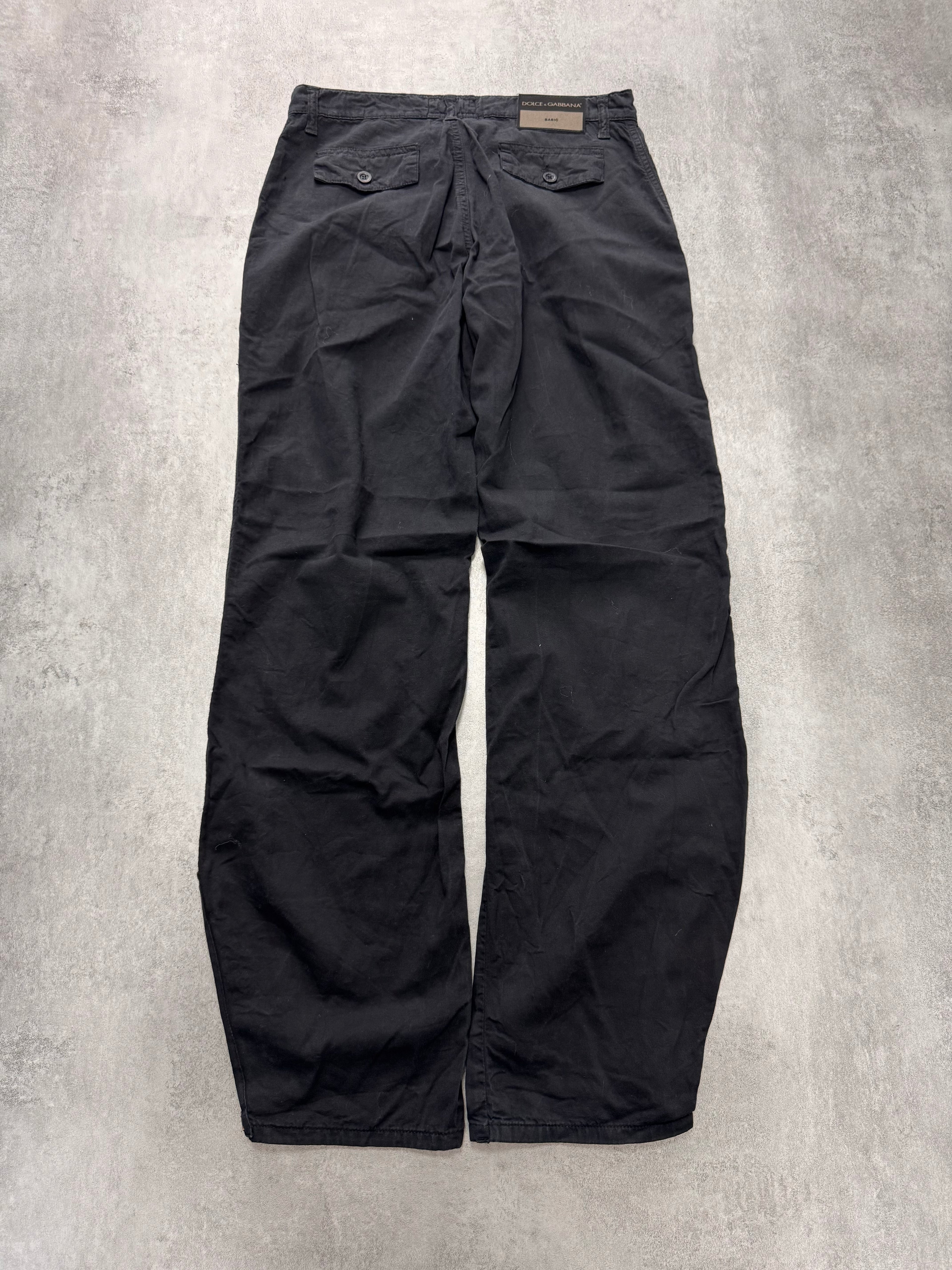 2000s Dolce & Gabbana Basic Studded Cargo Black Pants