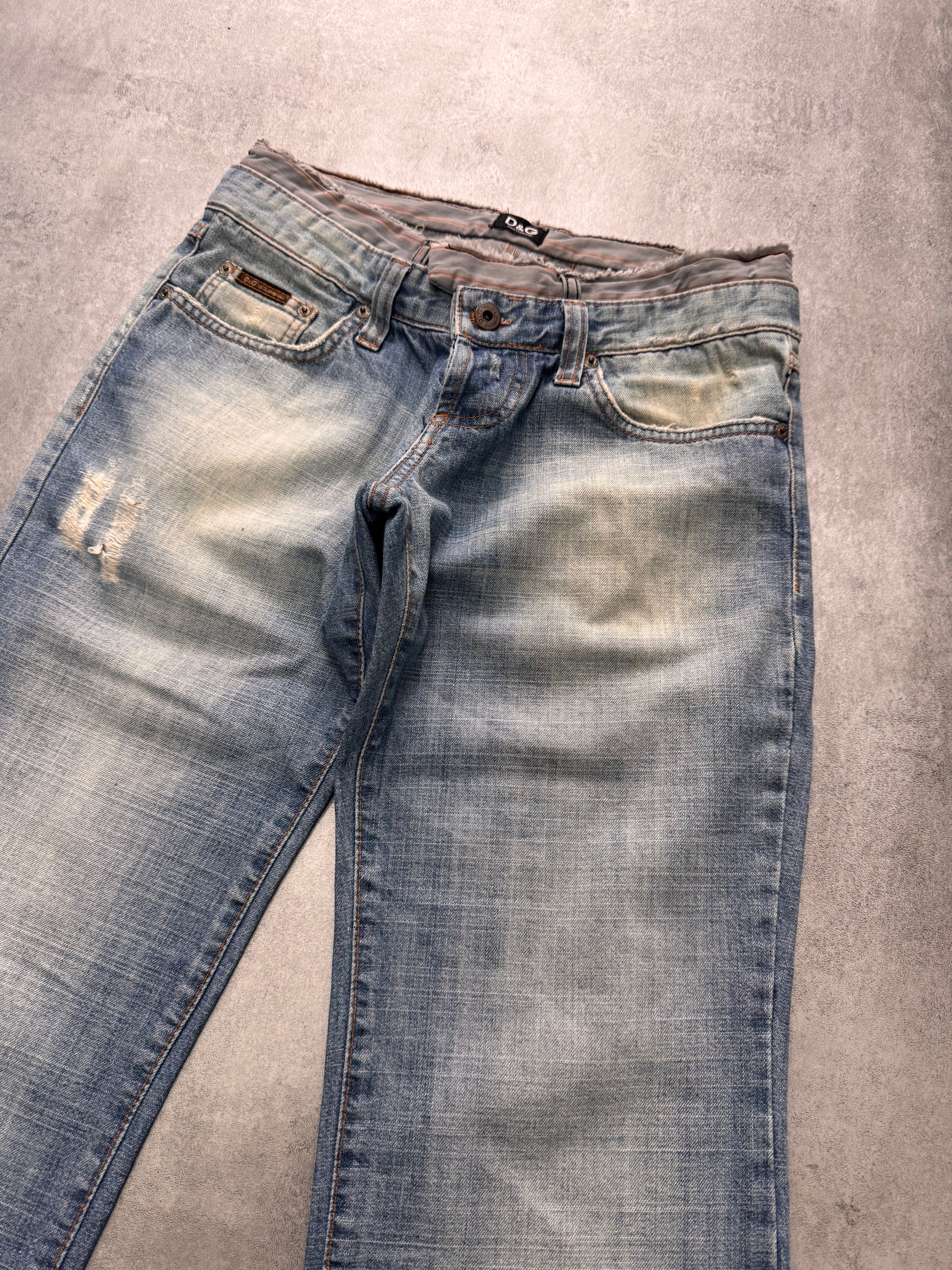 SS2005 Dolce & Gabbana Sun Faded Double Waist Denim Jeans