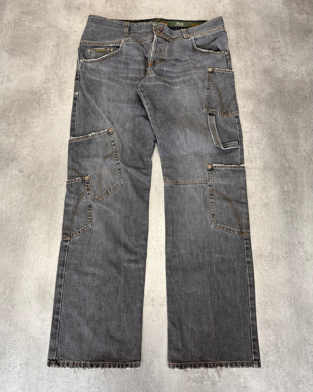 2003 AW ドルチェ＆ガッバーナ マルチポケット アシンメトリー カーペンター ジーンズ (XL)