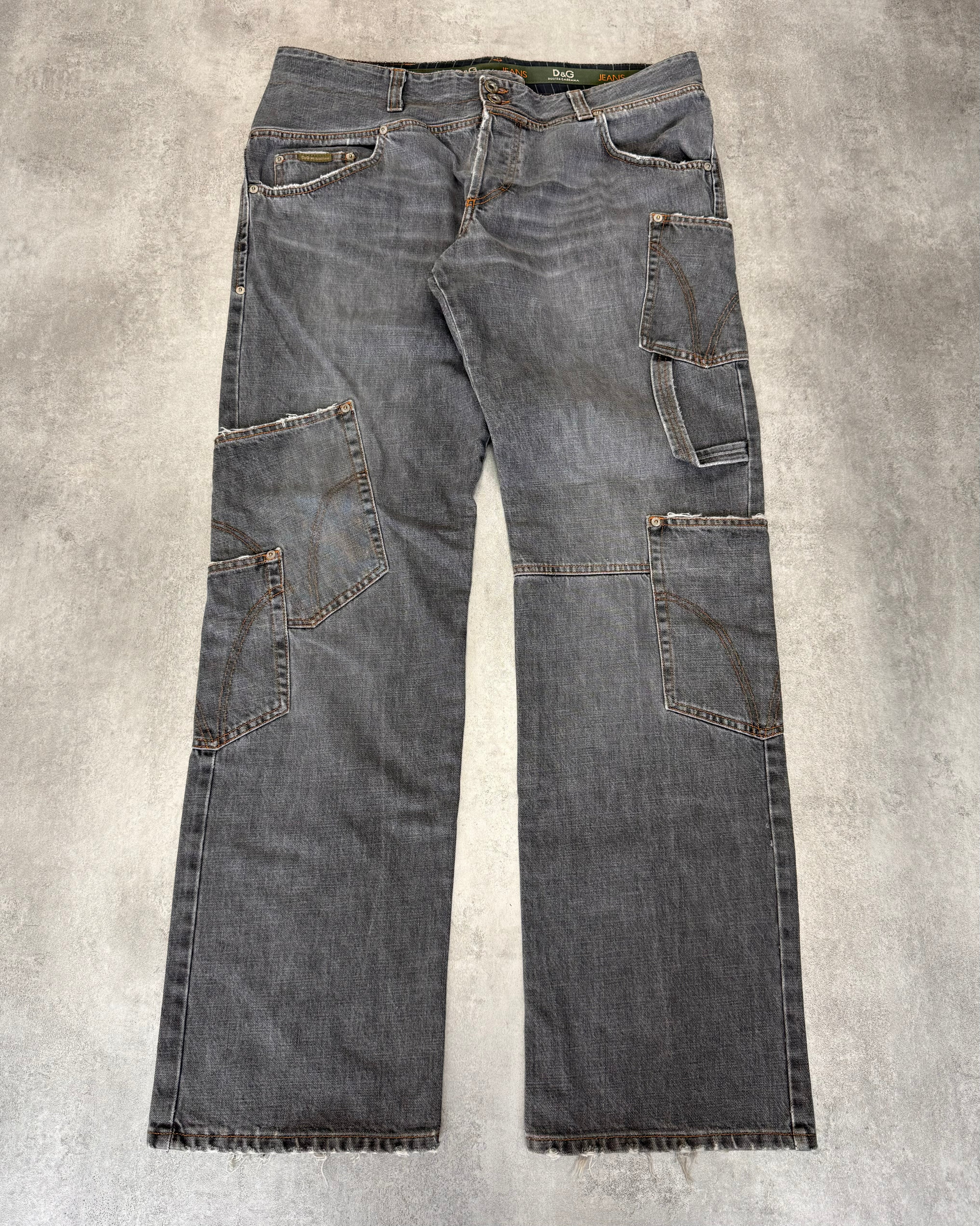 AW2003 Dolce & Gabbana Multi-Pocket Asymmetrical Carpenter Jeans
