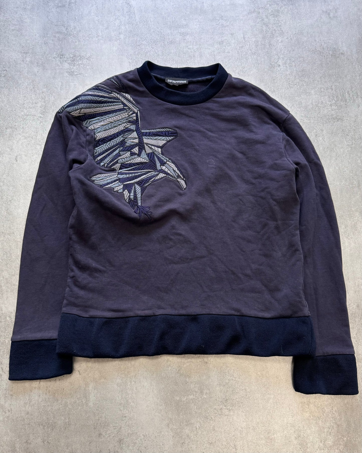 SS2017 Emporio Armani Embroidered Natural Royal Eagle Purple Sweater (S)