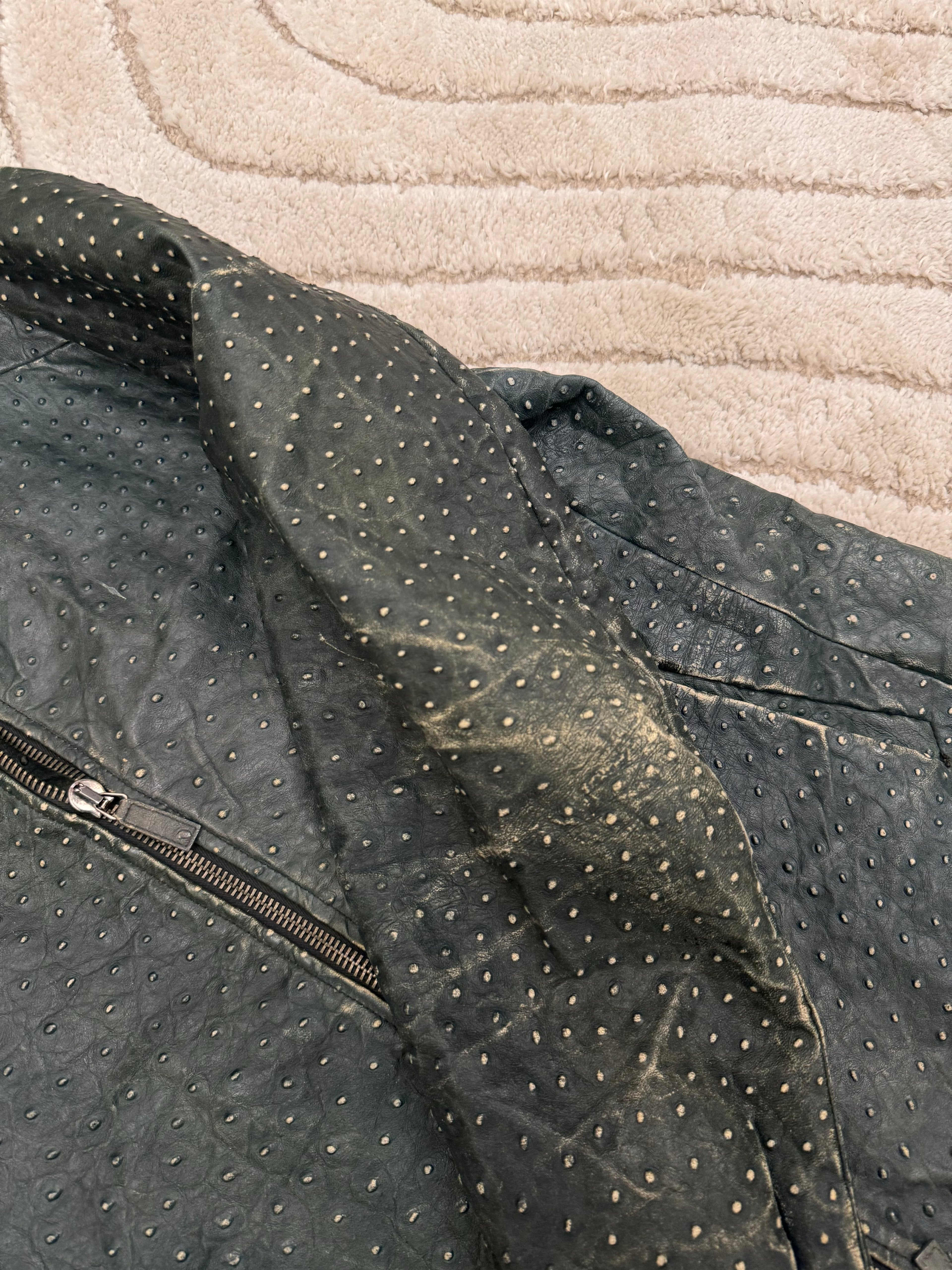 ジャケット・アウター EMPORIO ARMANI FW2009 Leather Jacket FW2009 Emporio Armani Ostrich Leather Jacket (L) – Dolce Vita Hub