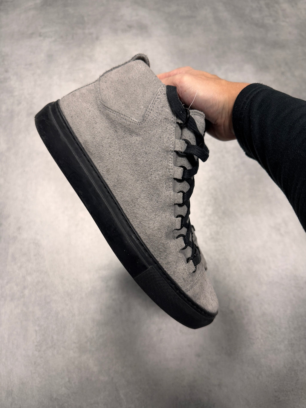 Balenciaga Arena High Grey Suede Leather Sneakers