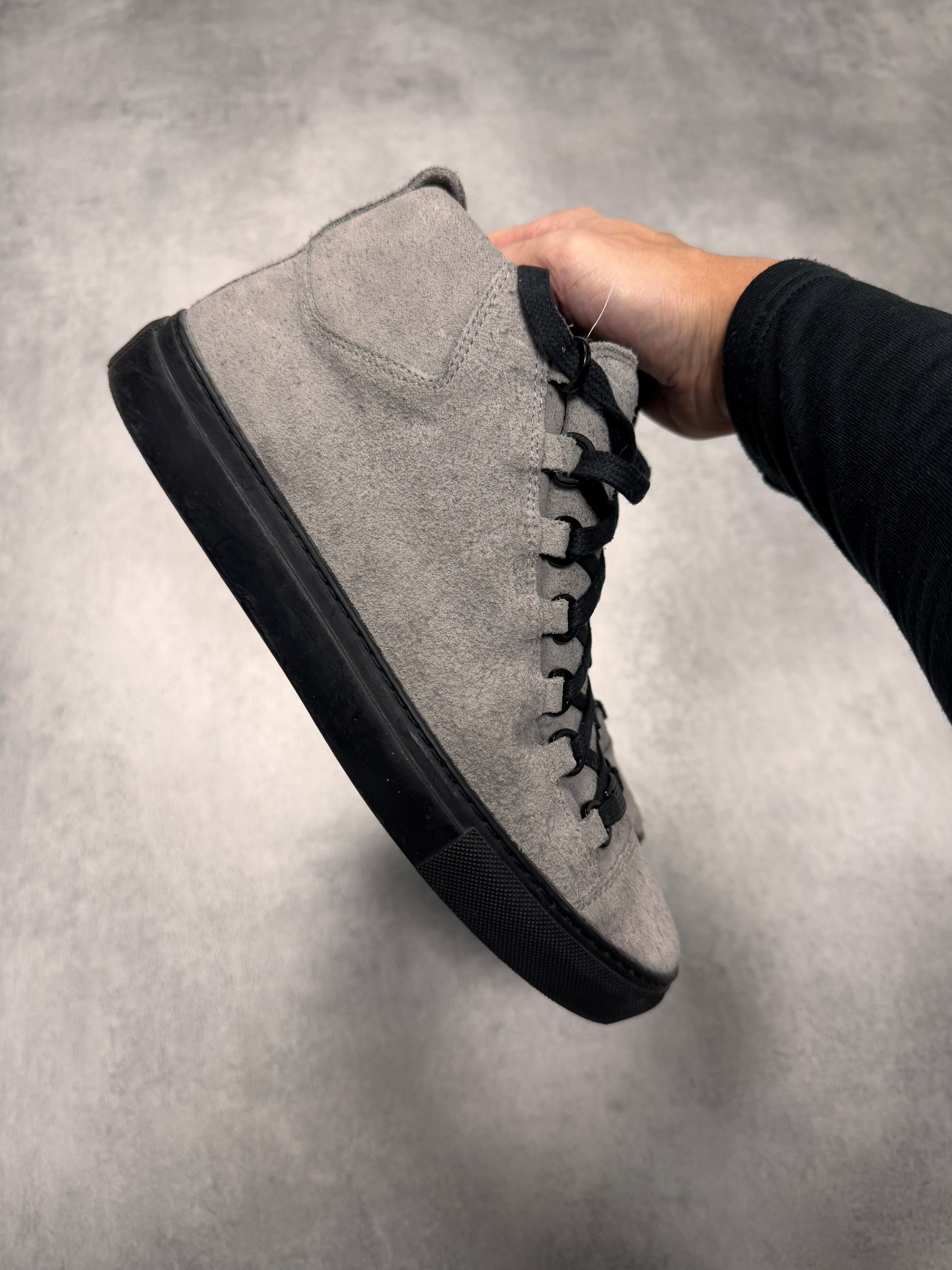 Balenciaga Arena High Grey Suede Leather Sneakers