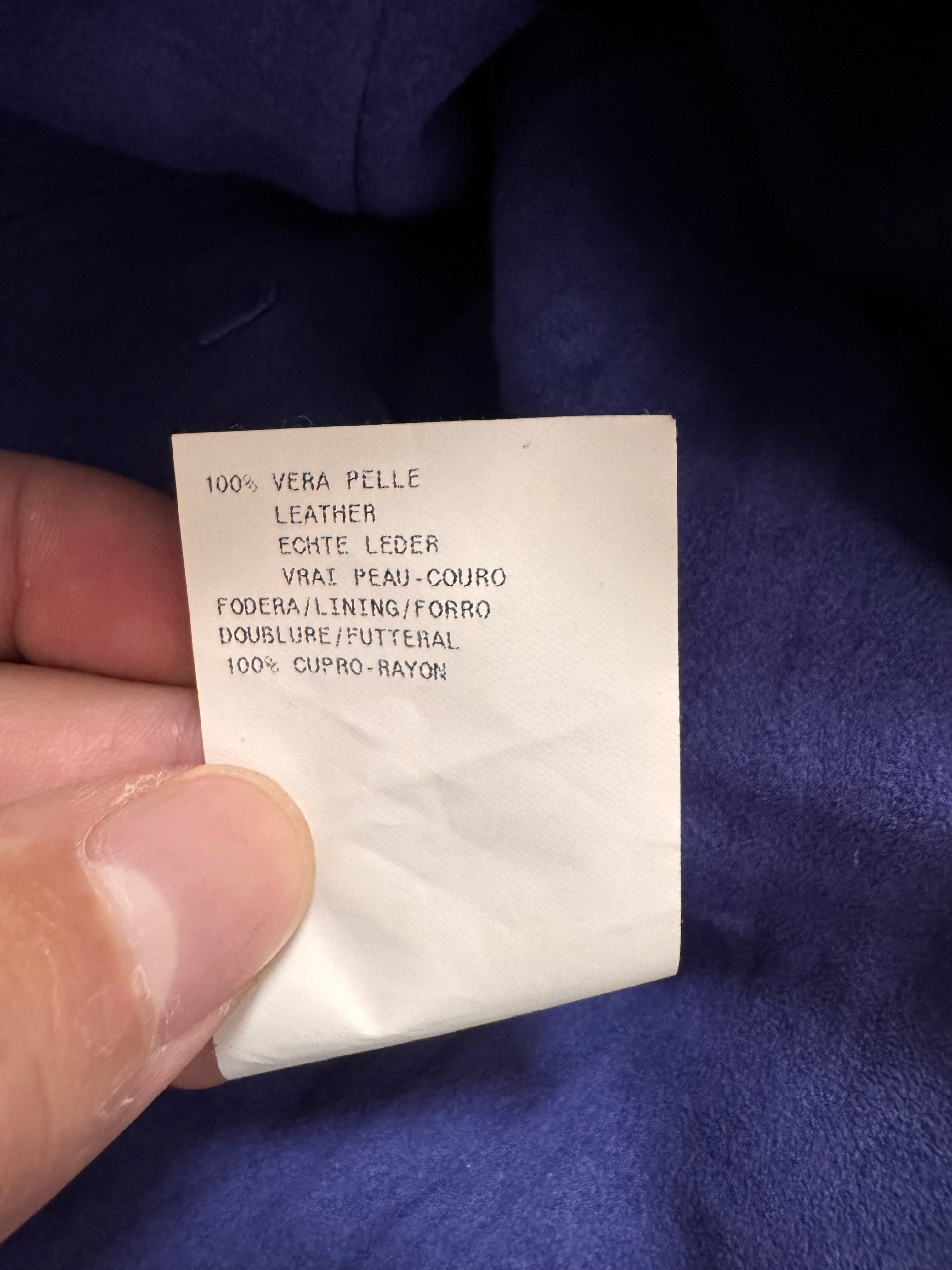 SS2005 Emporio Armani Purple Pleats Leather Buttoned Jacket