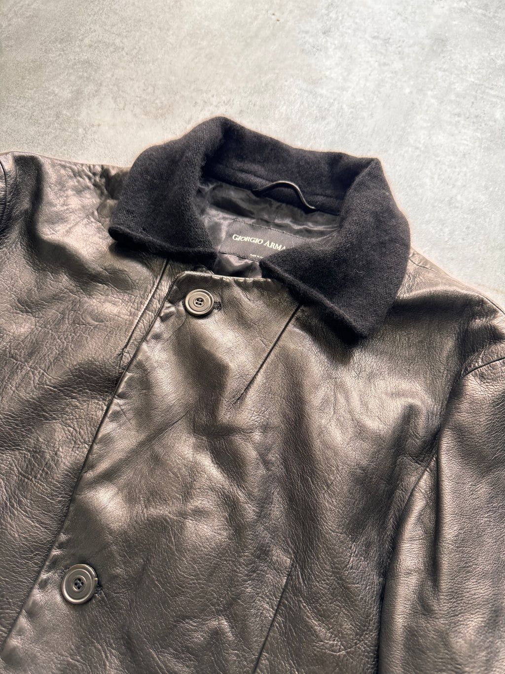 1990s Giorgio Armani Pure Black Leather Jacket